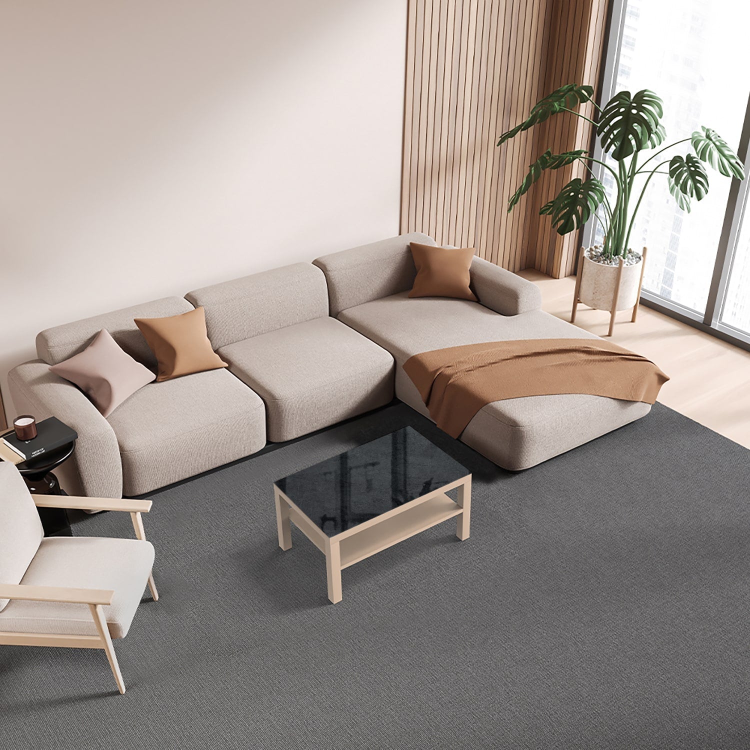 Salontafel 90x55 - Gehard Glas - Zwart Marmer