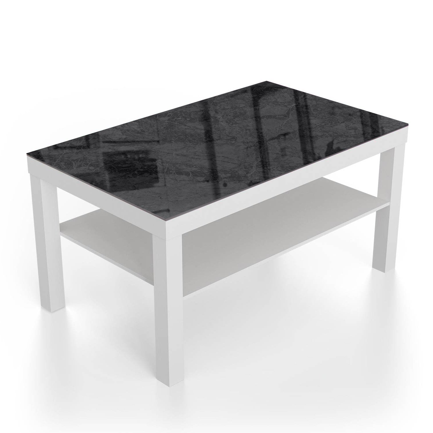 Salontafel 90x55 - Gehard Glas - Zwart/Grijs Marmer