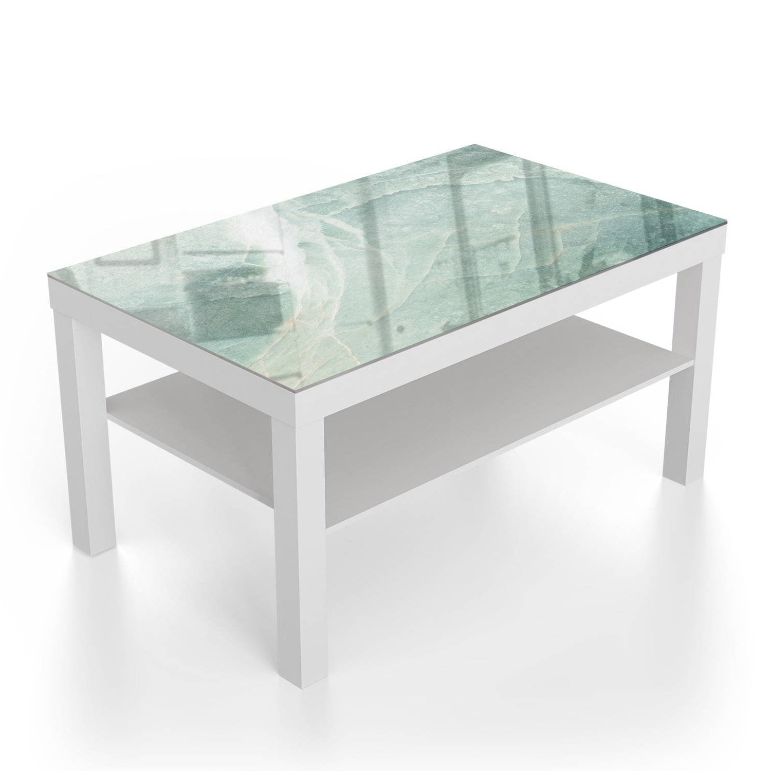 Salontafel 90x55 - Gehard Glas - Lichtblauw Marmer