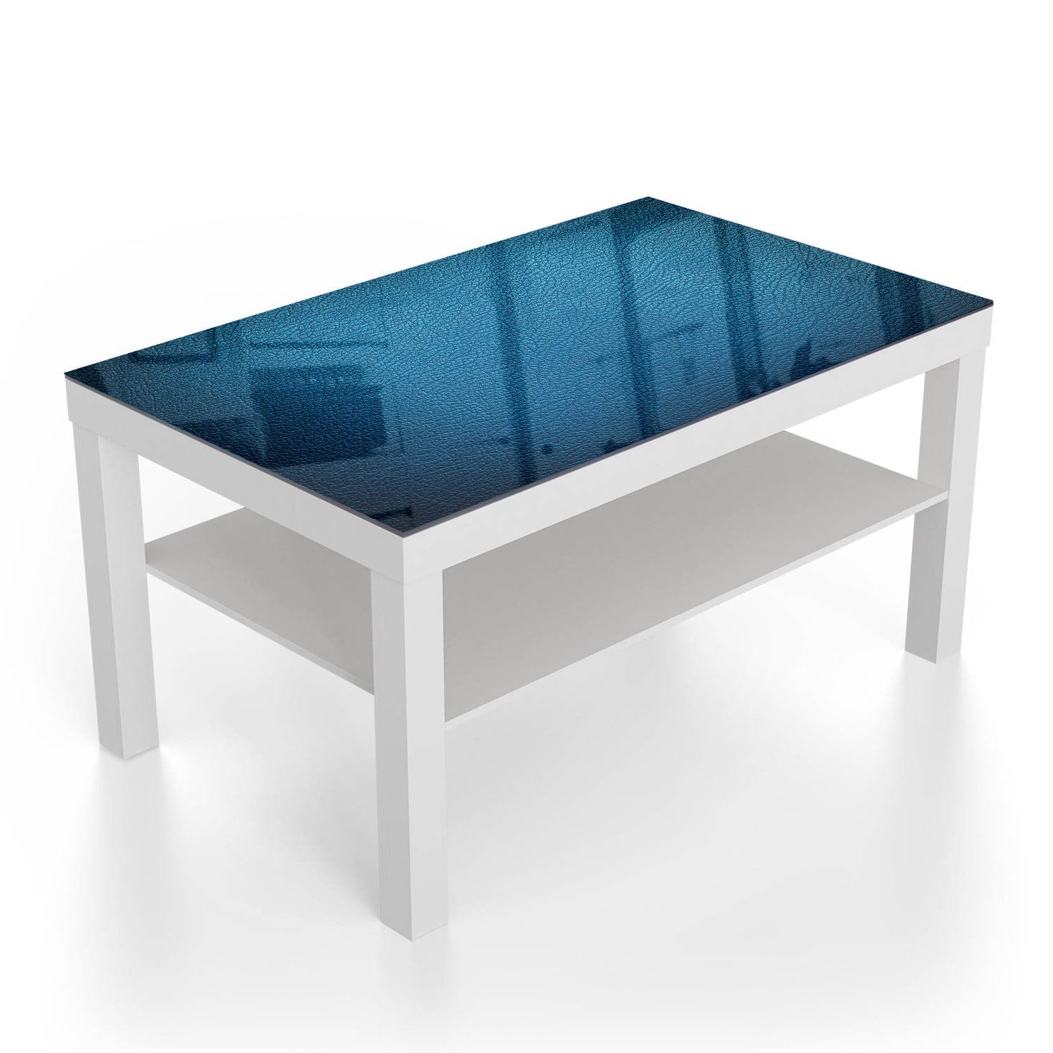 Salontafel 90x55 - Gehard Glas - Blauw Leer