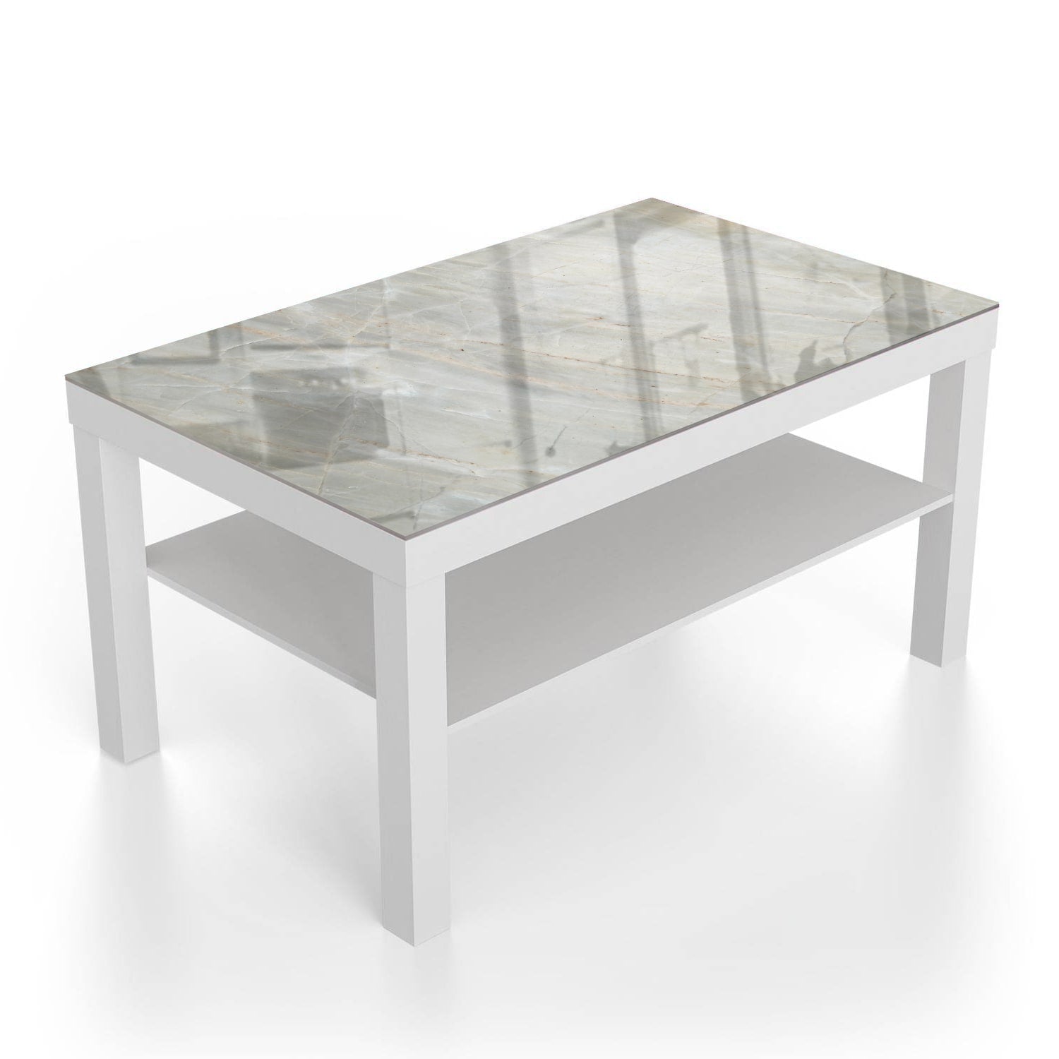 Salontafel 90x55 - Gehard Glas - Lichtgrijs Marmer