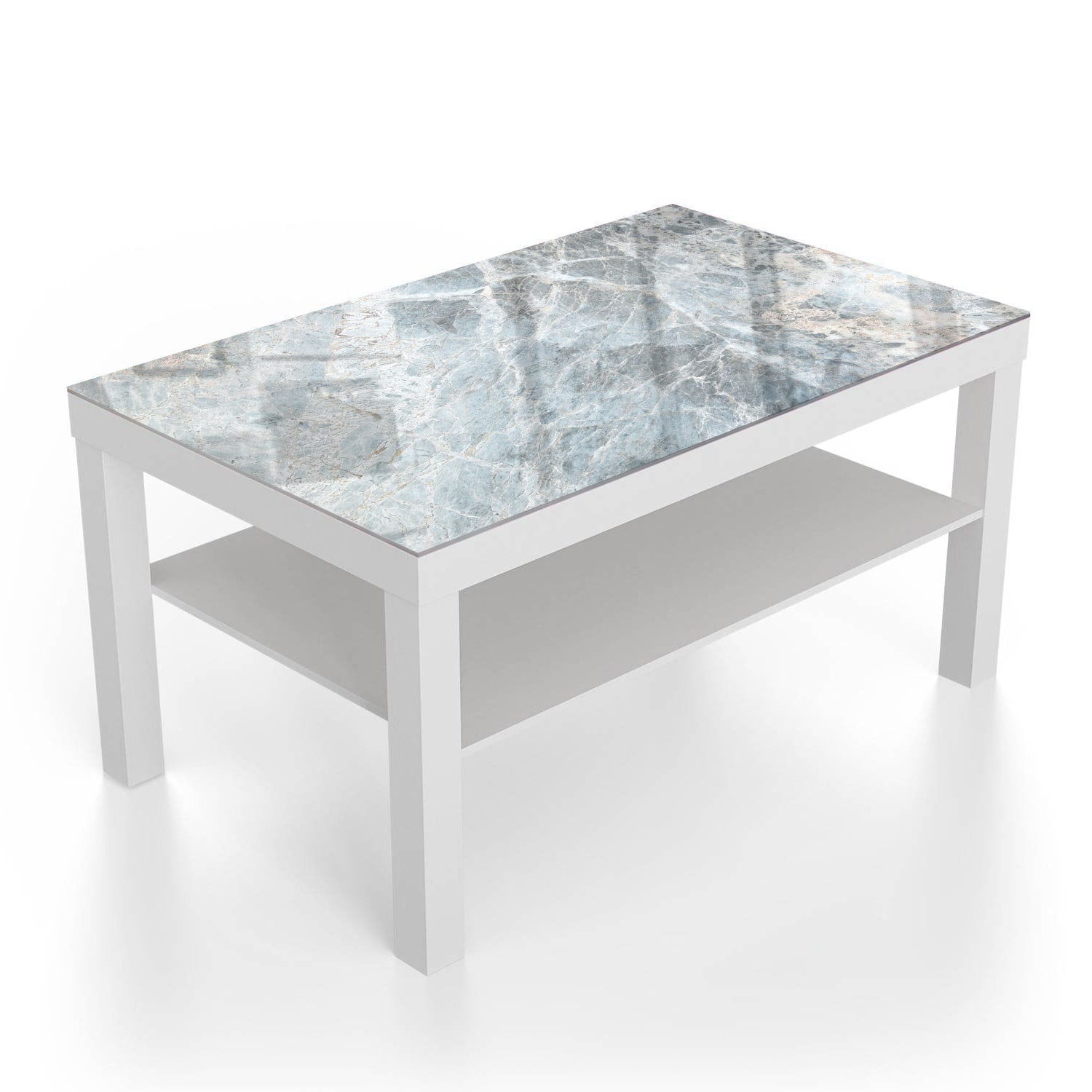 Salontafel 90x55 - Gehard Glas - Blauwgrijs Marmer