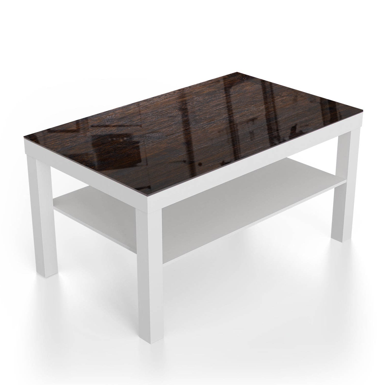Salontafel 90x55 - Gehard Glas - Donker Hout Textuur