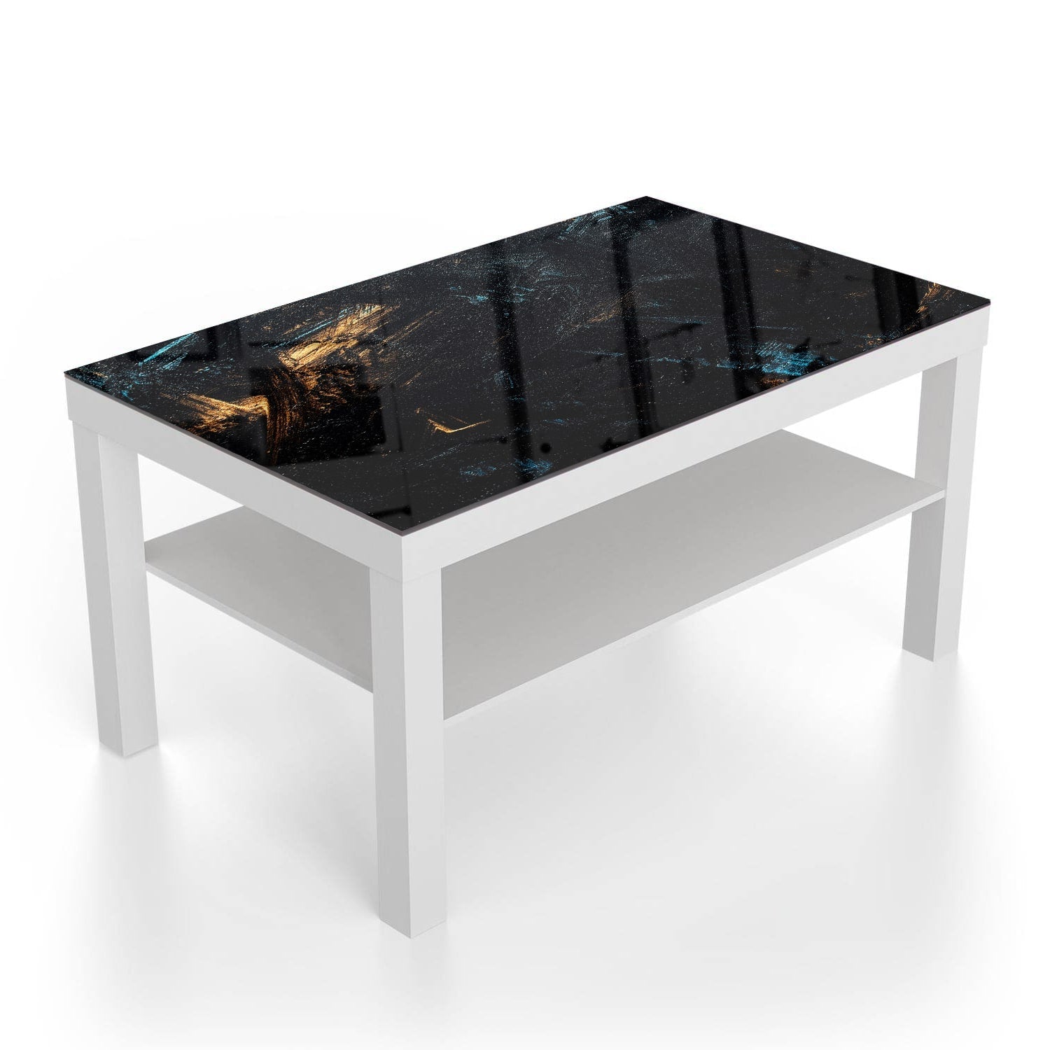 Salontafel 90x55 - Gehard Glas - Abstracte Zwart-Gouden Achtergrond