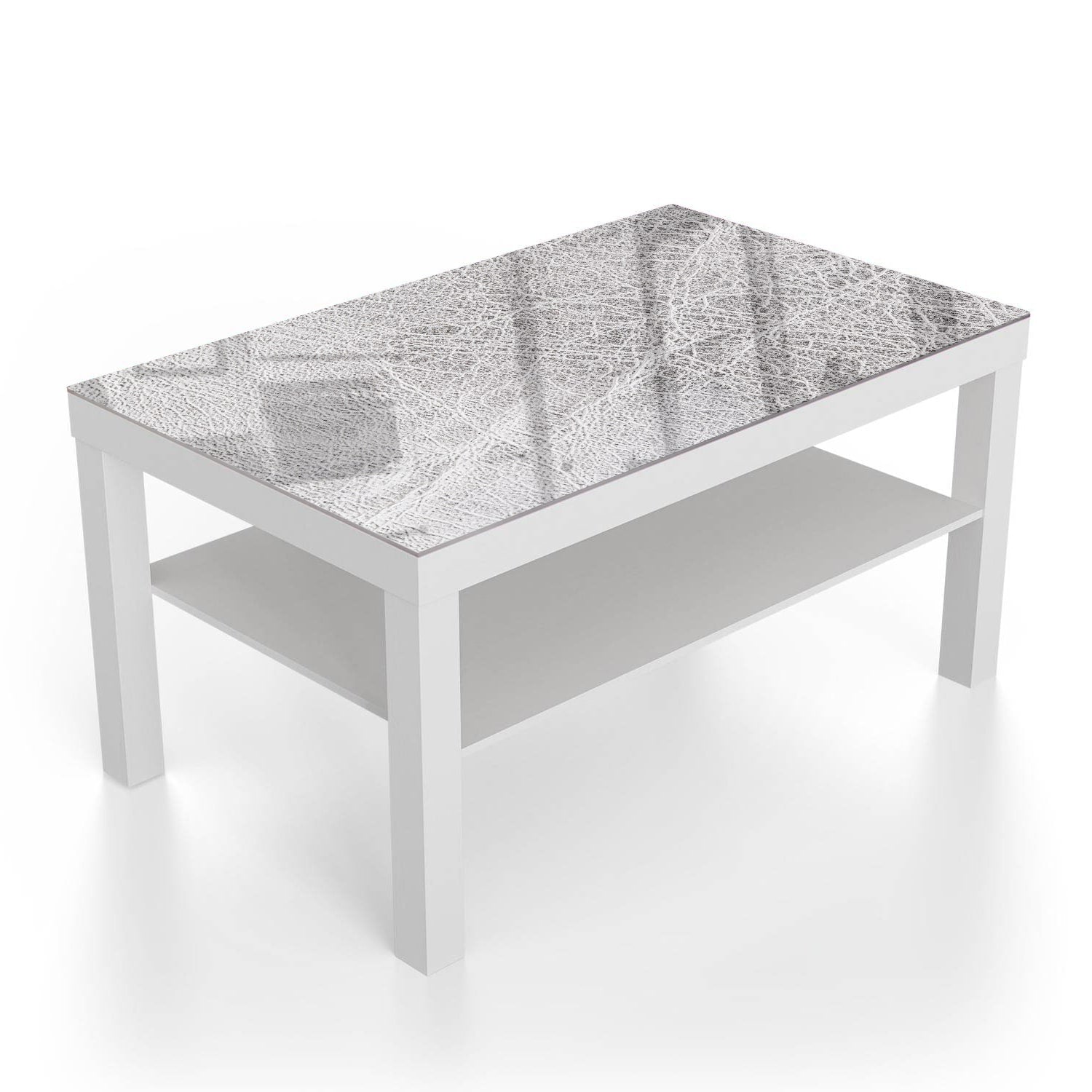 Salontafel 90x55 - Gehard Glas - Zilver Leer Close-up