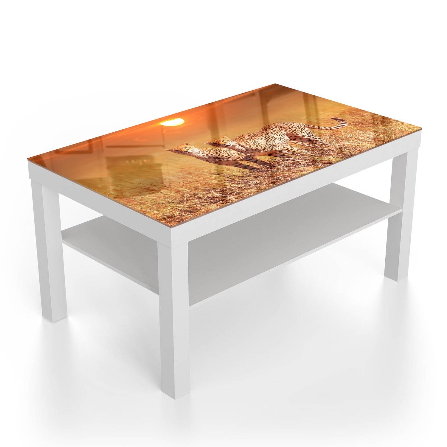 Salontafel 90x55 - Gehard Glas - Twee Cheetahs