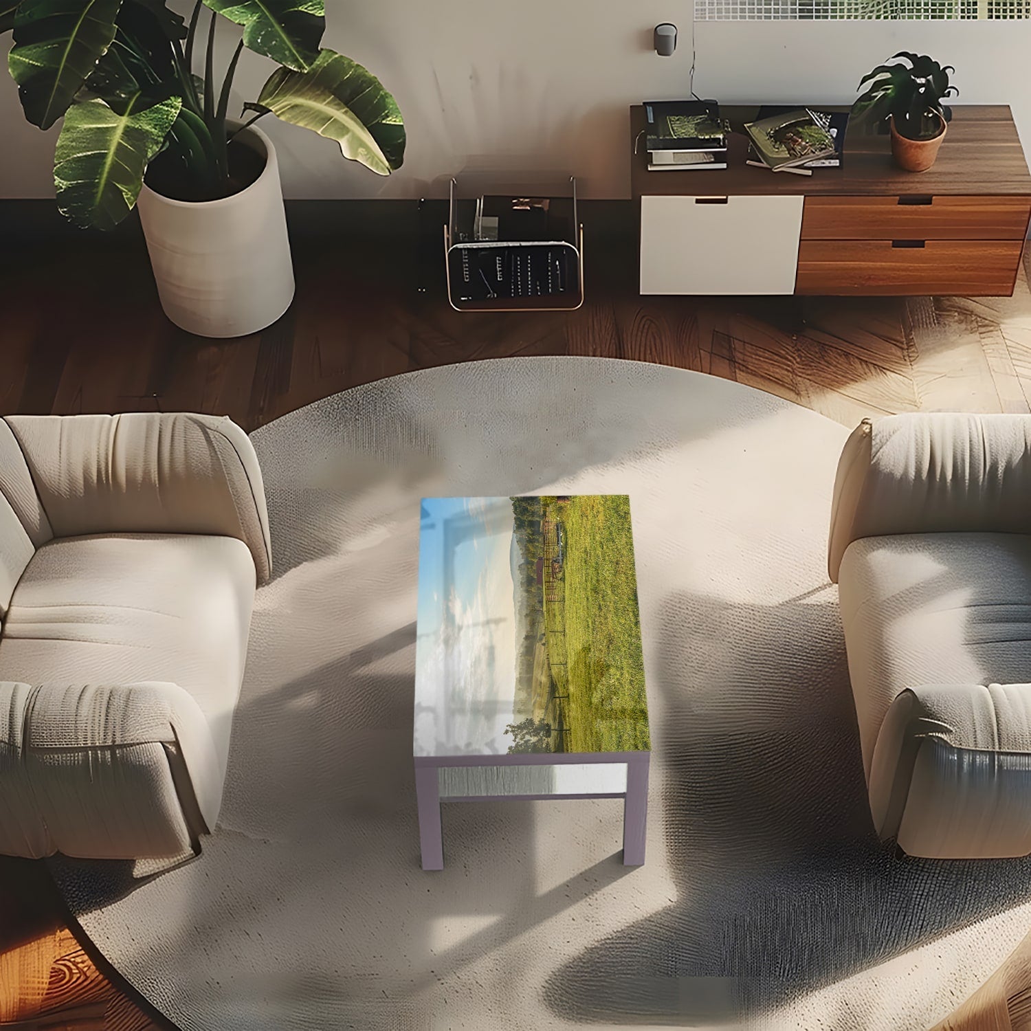 Salontafel 90x55 - Gehard Glas - Veld Bij Smith Mountain