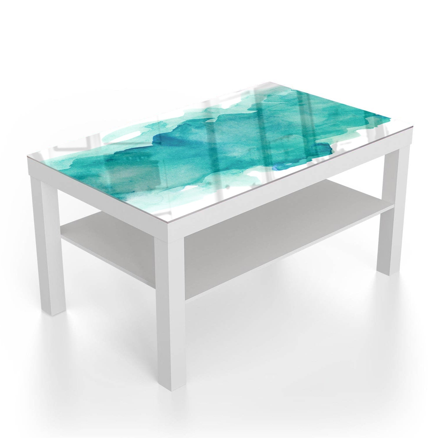 Salontafel 90x55 - Gehard Glas - Groene Waterverf Streep