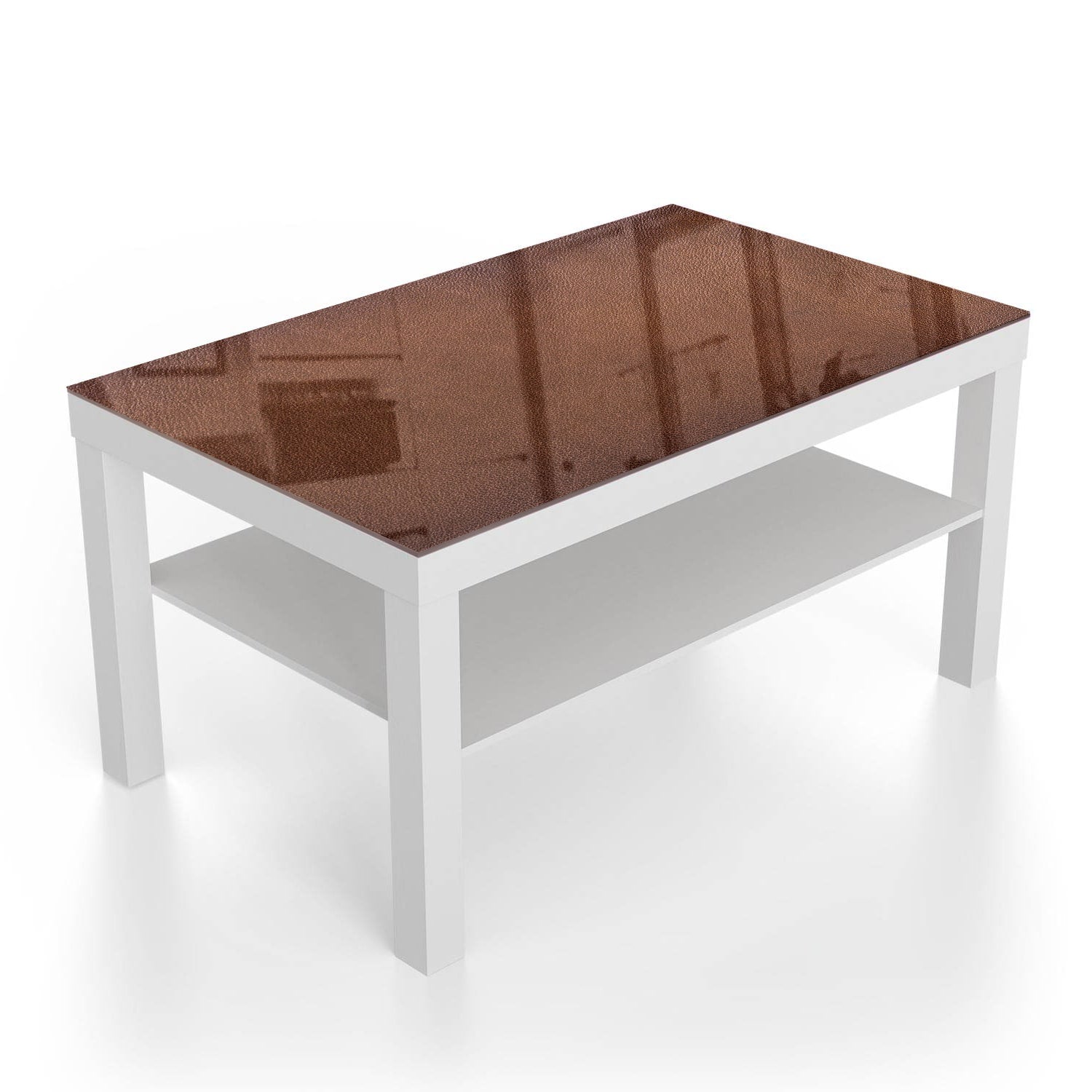 Salontafel 90x55 - Gehard Glas - Bruin Leer