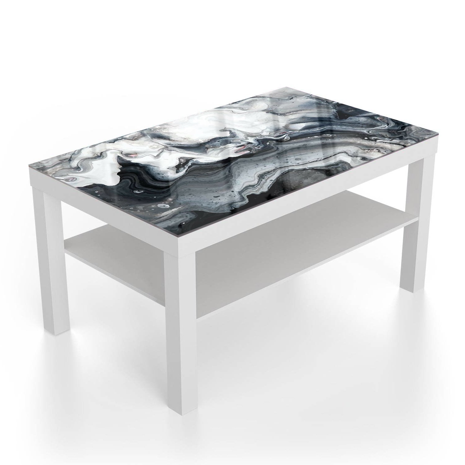 Salontafel 90x55 - Gehard Glas - Marmer Golfpatroon
