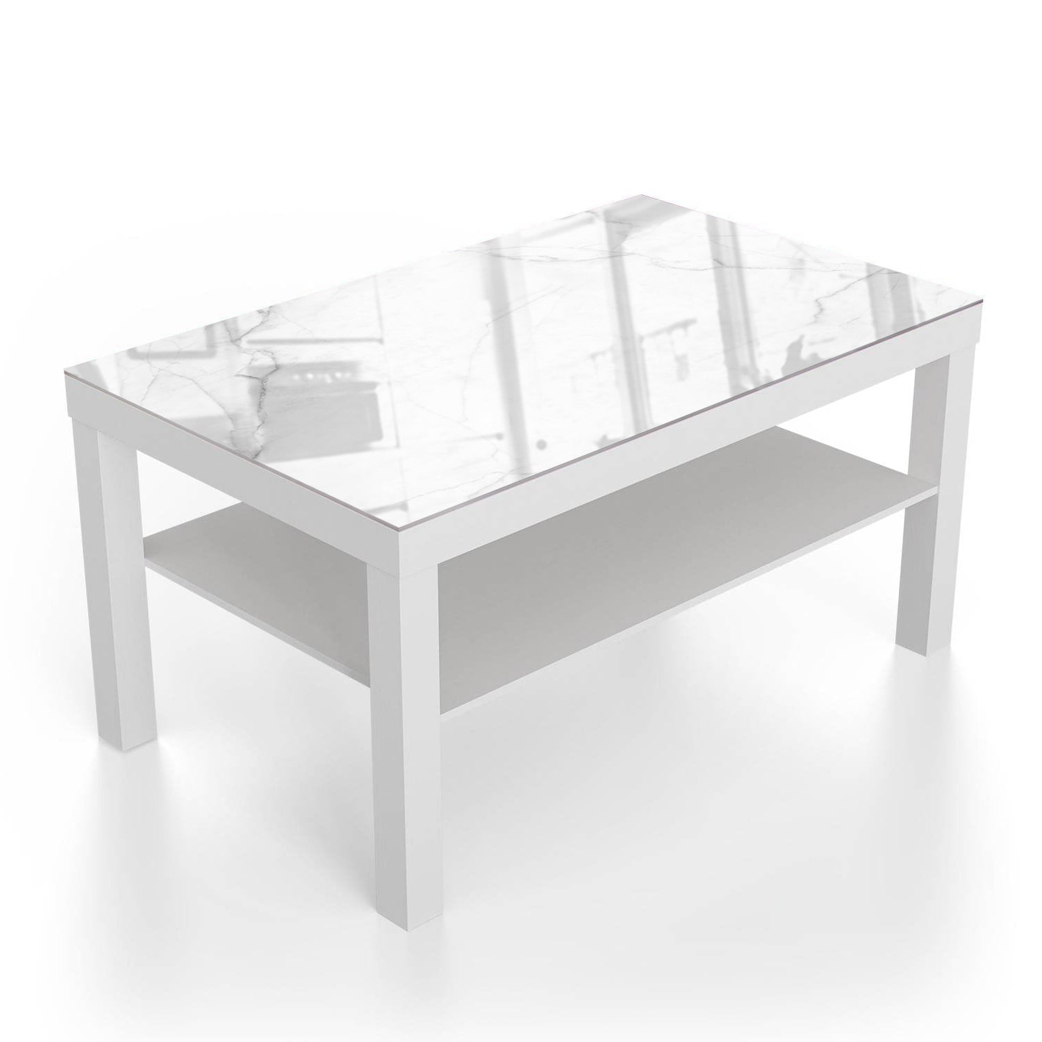 Salontafel 90x55 - Gehard Glas - Melkwit Marmer