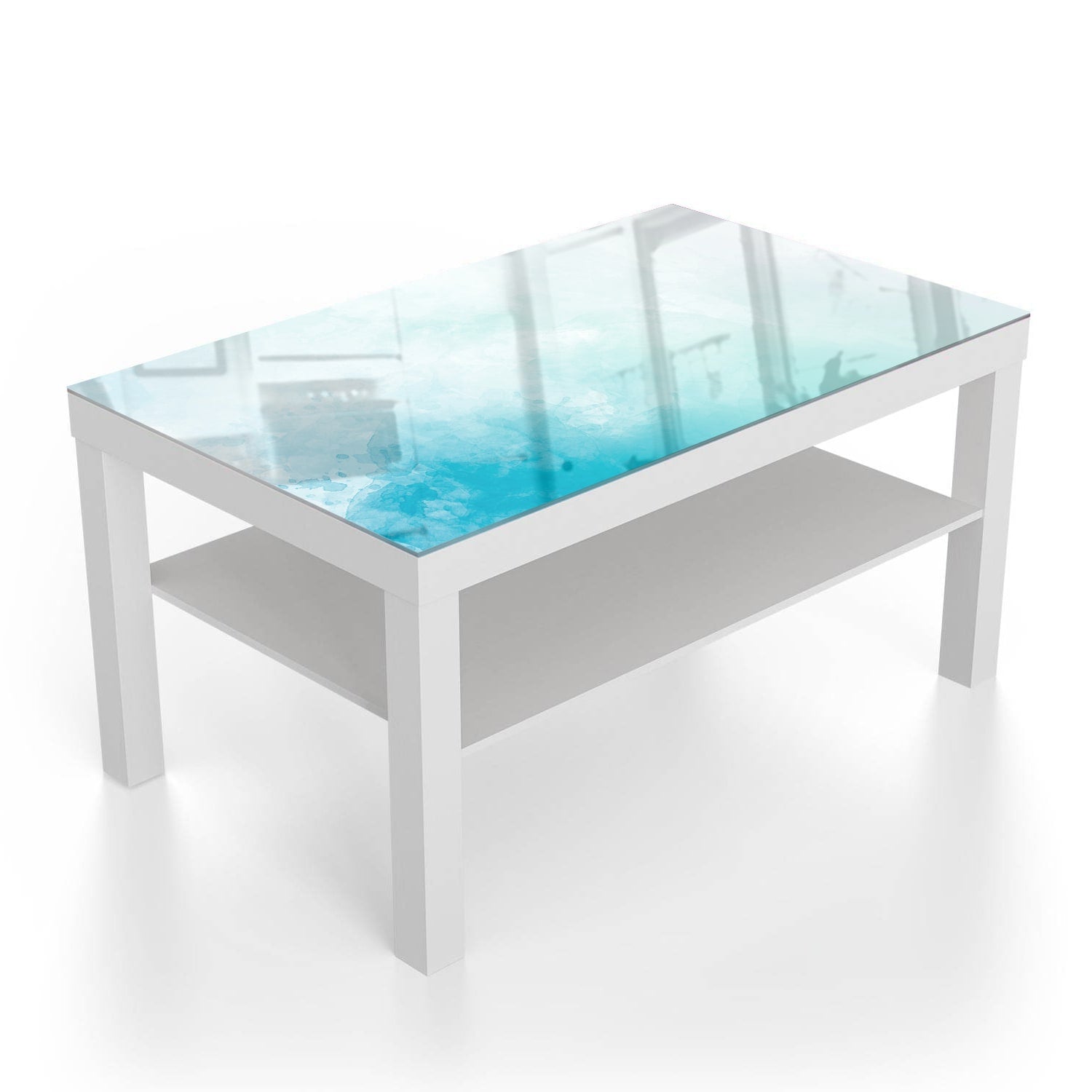 Salontafel 90x55 - Gehard Glas - Blauwe Waterverf