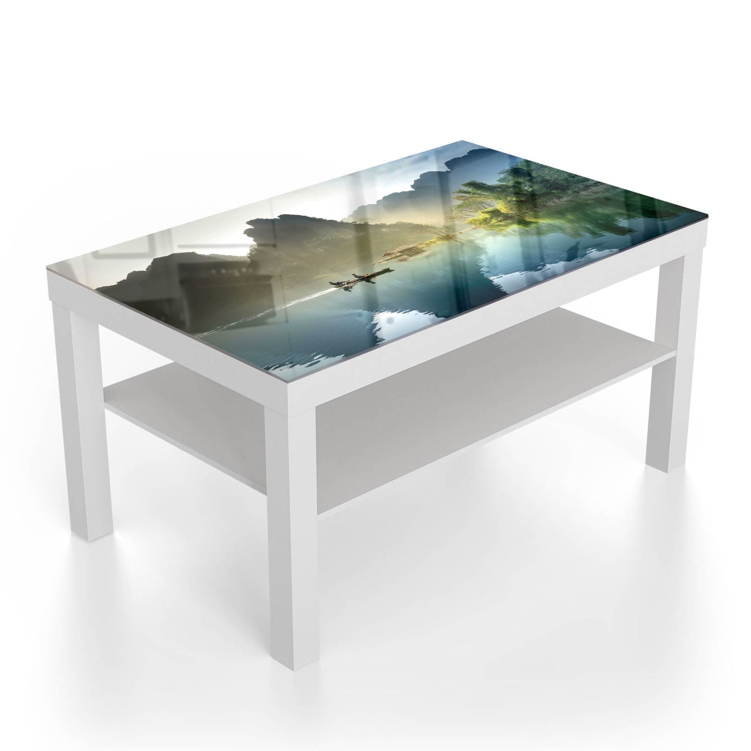 Salontafel 90x55 - Gehard Glas - Mistige Bergen