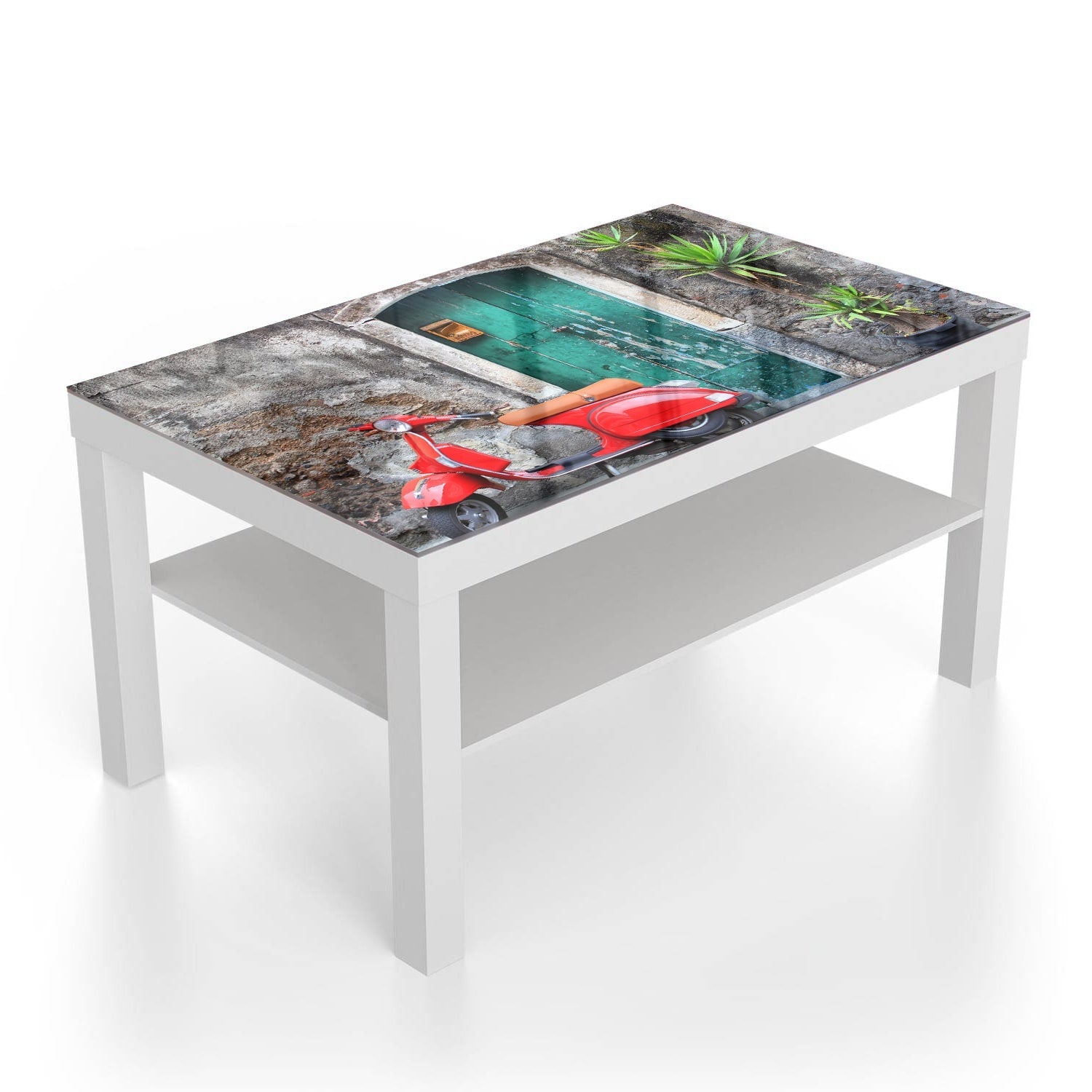 Salontafel 90x55 - Gehard Glas - Retro Scooter bij Oude Deur