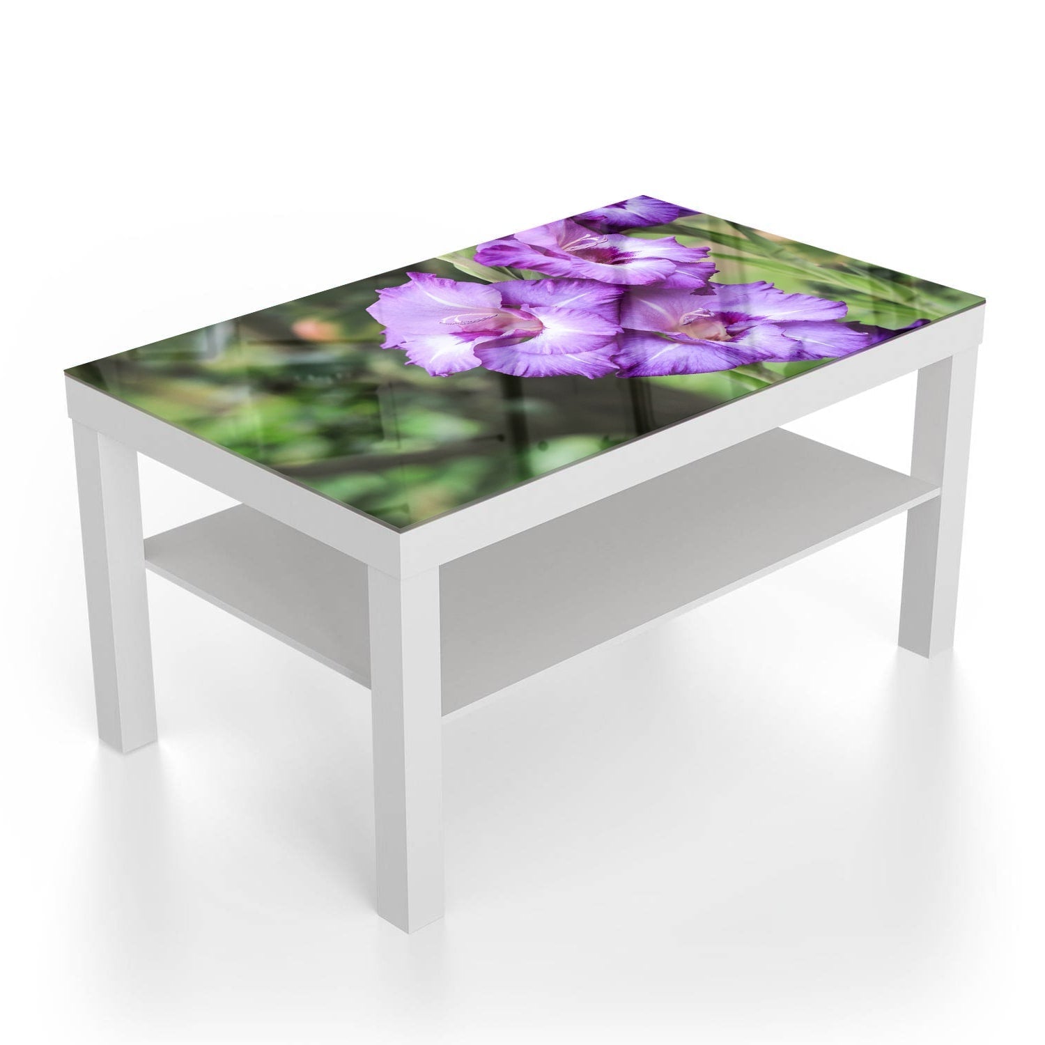 Salontafel 90x55 - Gehard Glas - Paarse Gladiolen