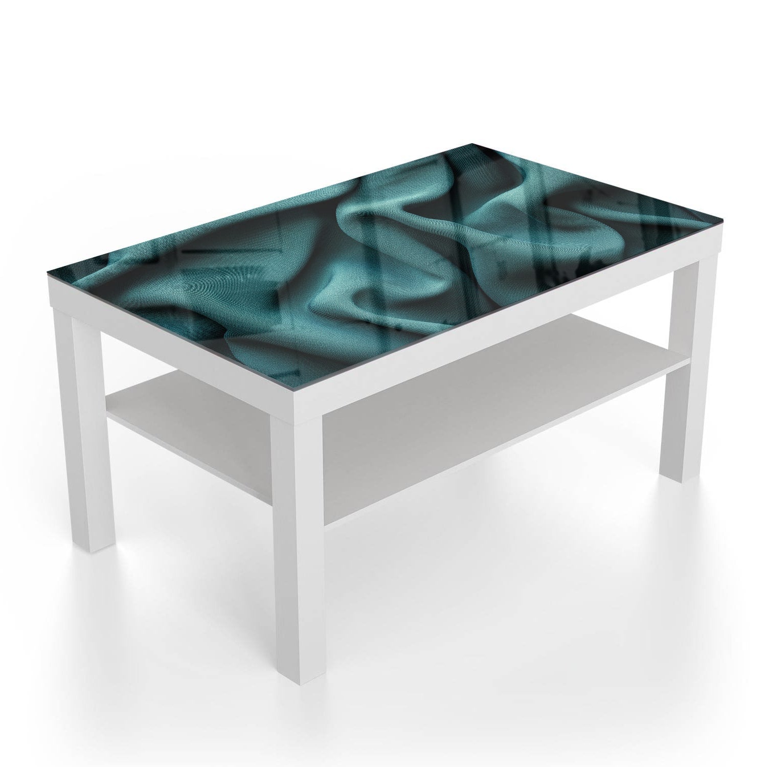 Salontafel 90x55 - Gehard Glas - Groene Stof Textuur