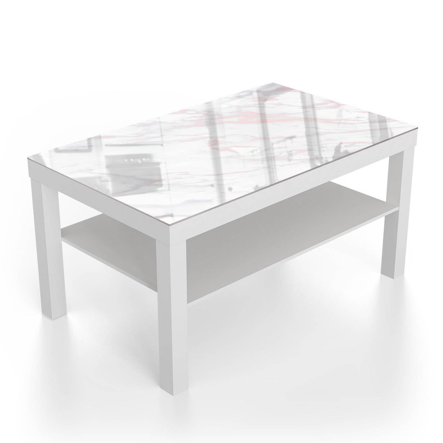Salontafel 90x55 - Gehard Glas - Roze en Wit Marmer