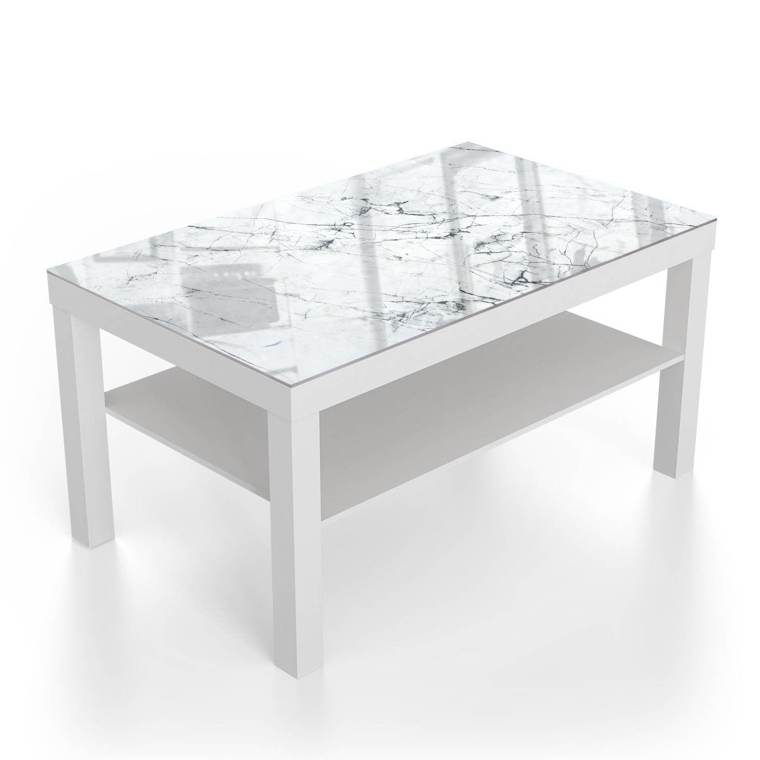 Salontafel 90x55 - Gehard Glas - Zwart-Wit Marmer