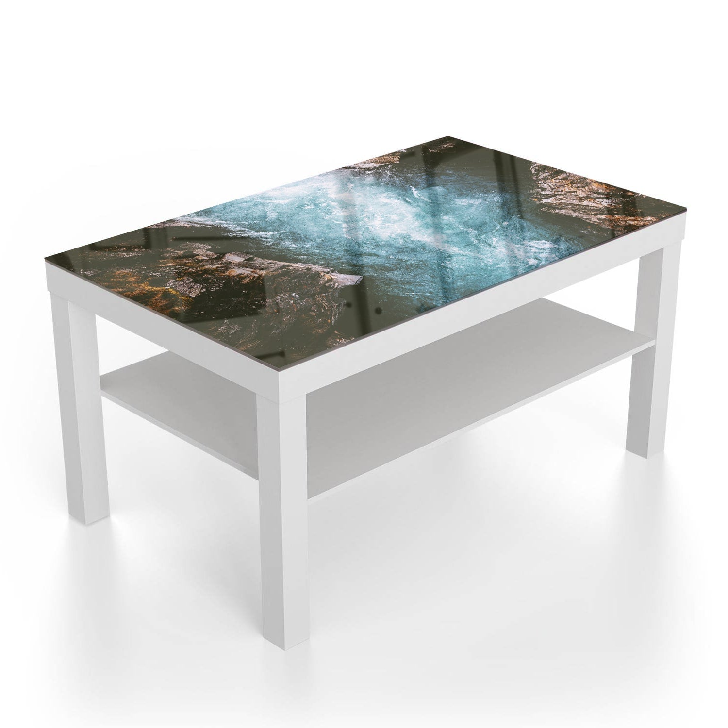 Salontafel 90x55 - Gehard Glas - Rivier Canyon in Zweden
