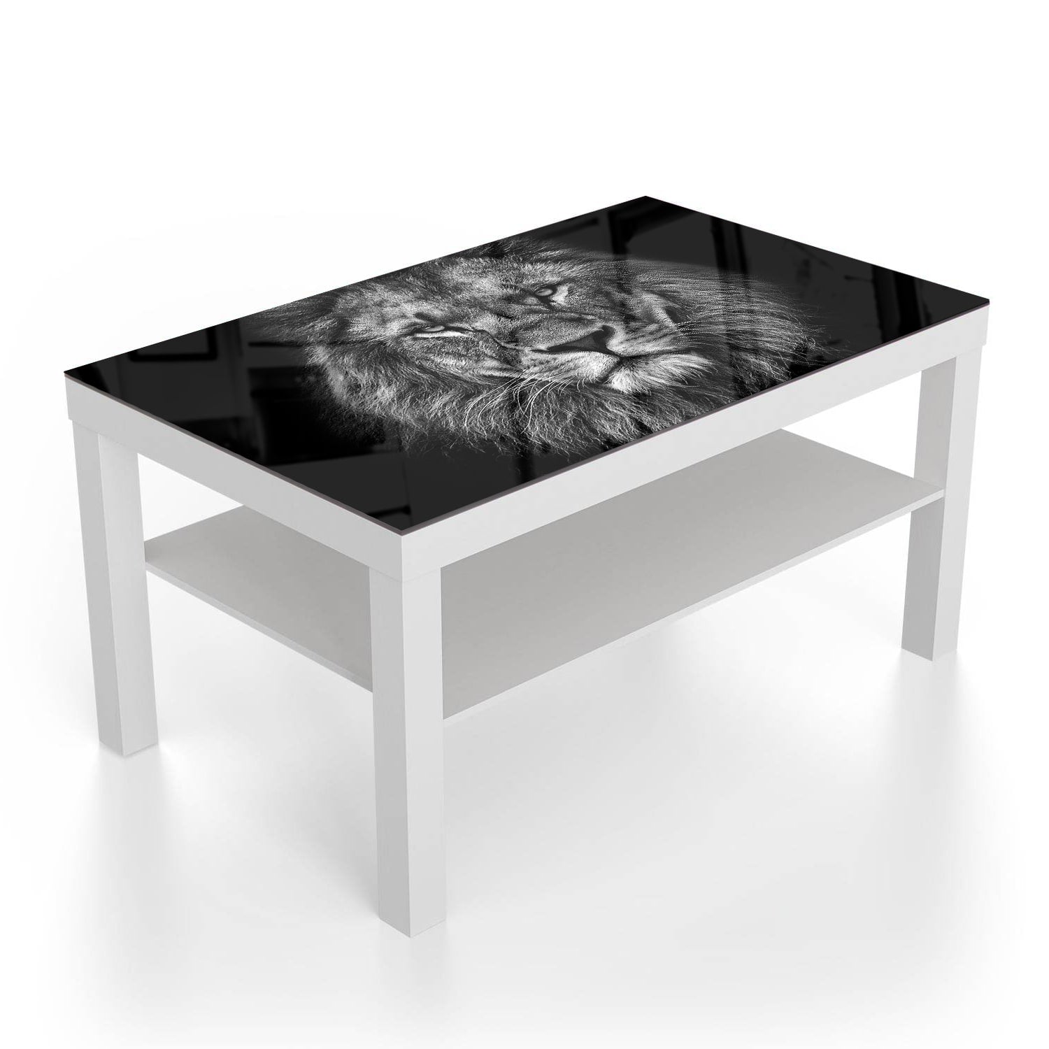 Salontafel 90x55 - Gehard Glas - Zwart/Wit Leeuw