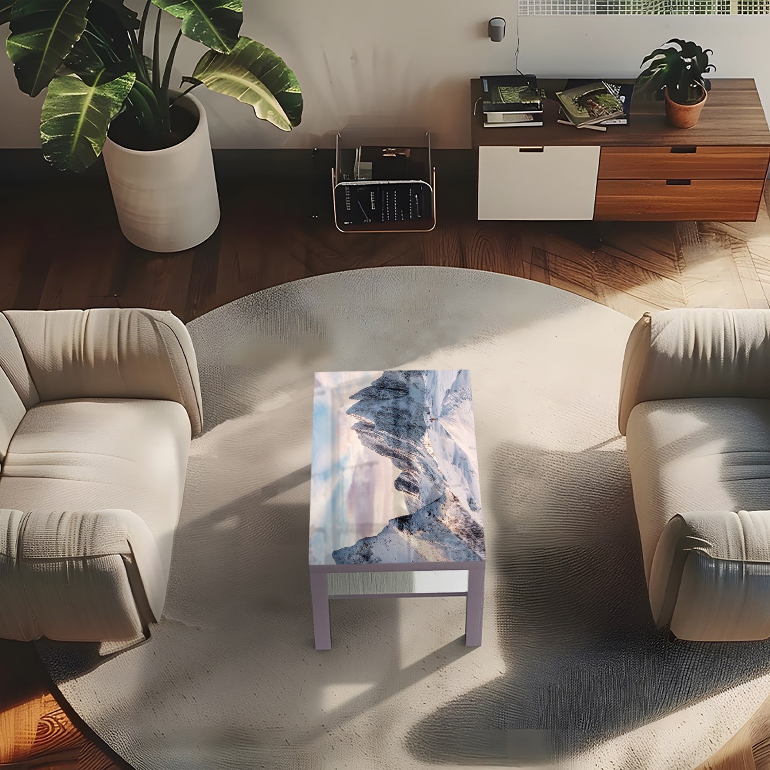 Salontafel 90x55 - Gehard Glas - Sneeuwige Bergtop