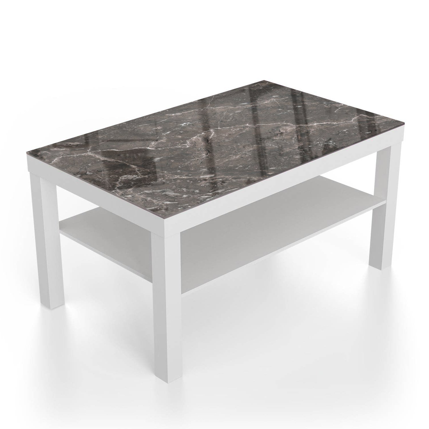 Salontafel 90x55 - Gehard Glas - Grijs-bruin Marmer