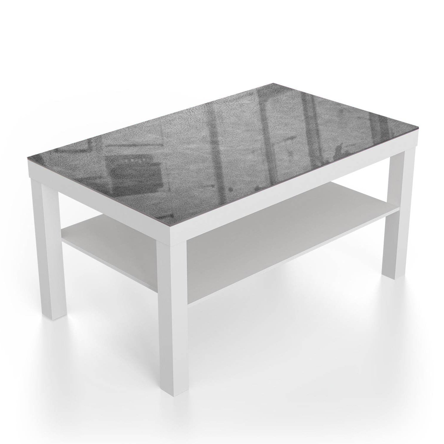 Salontafel 90x55 - Gehard Glas - Grijs Leer