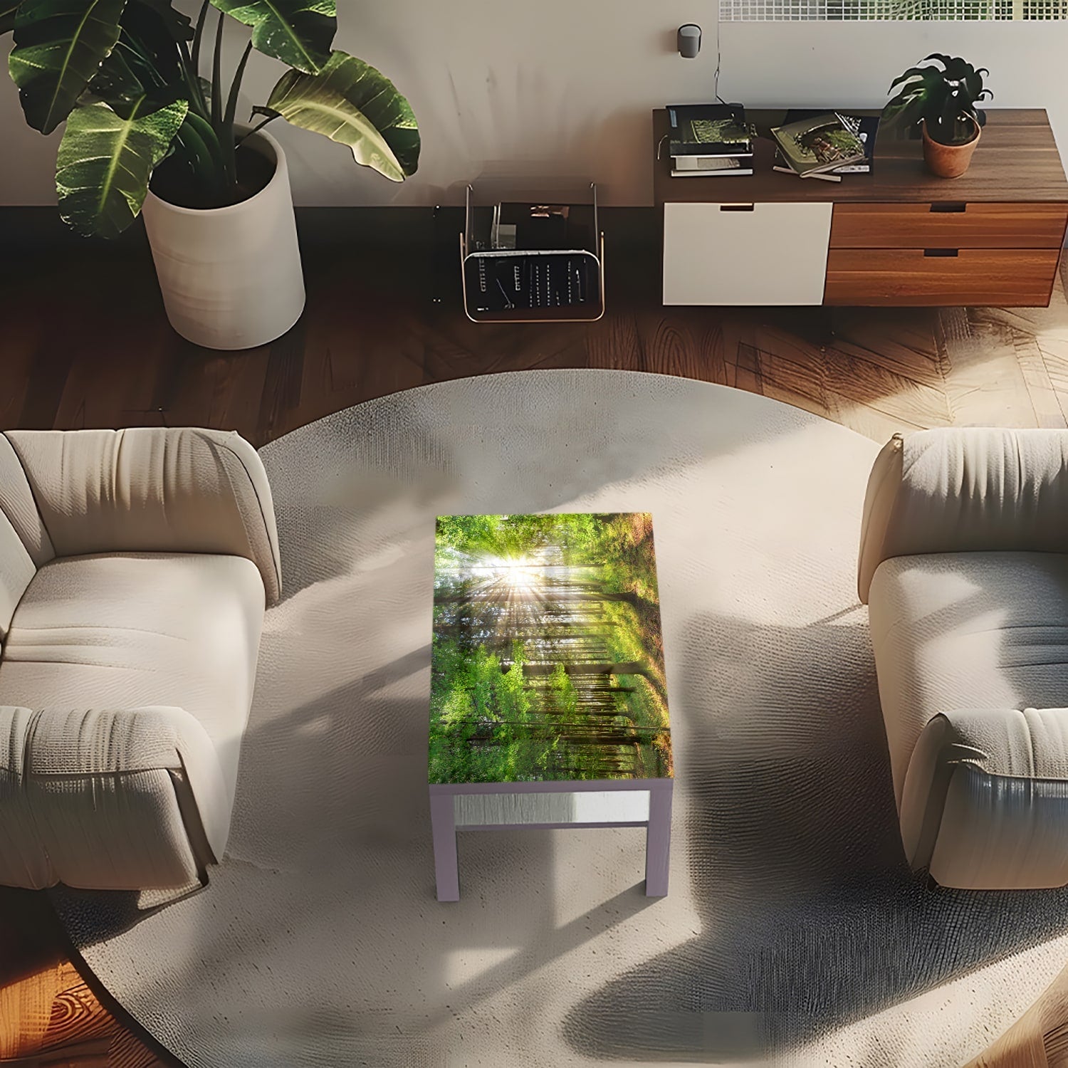 Salontafel 90x55 - Gehard Glas - Zonlicht in het Bos