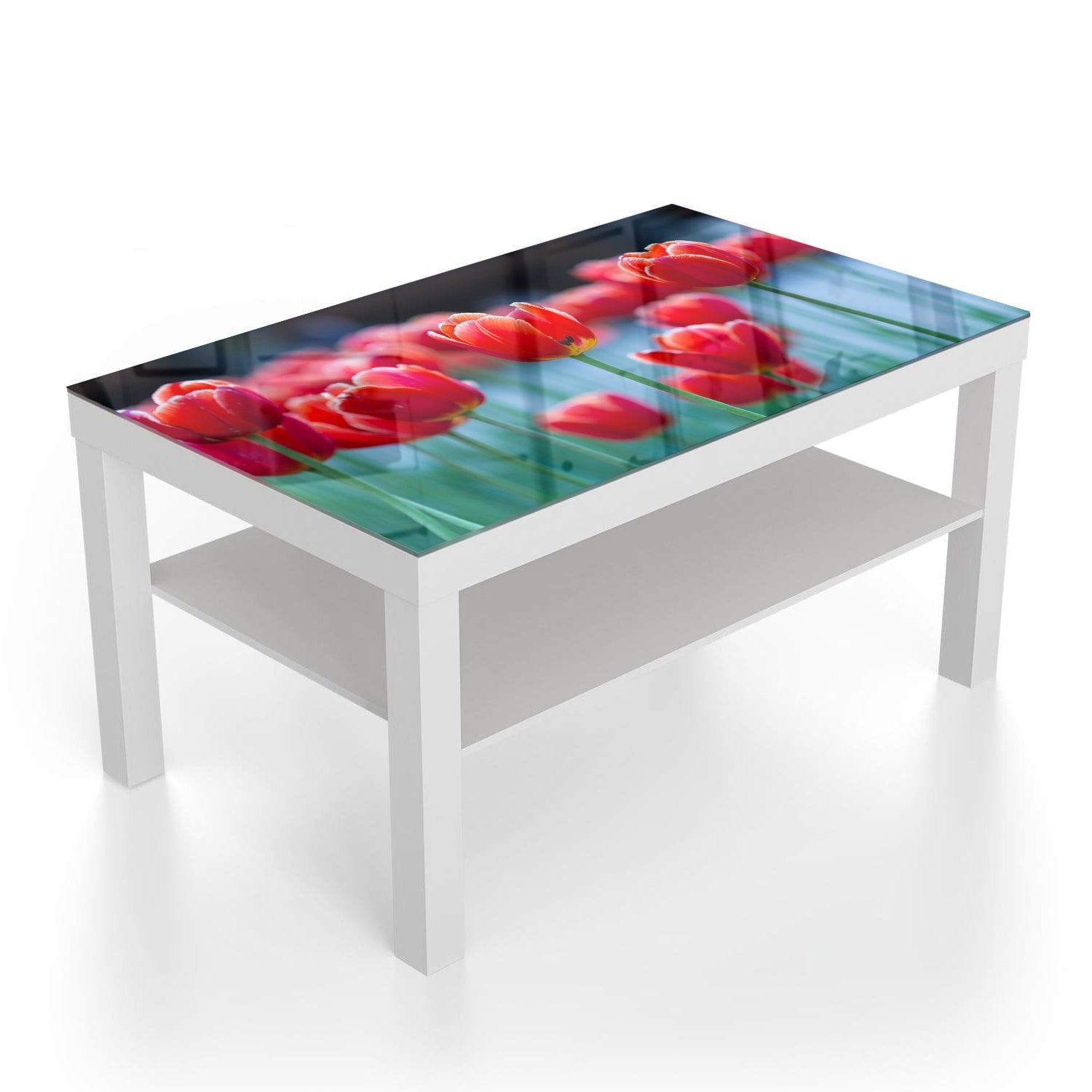 Salontafel 90x55 - Gehard Glas - Rode Tulpen