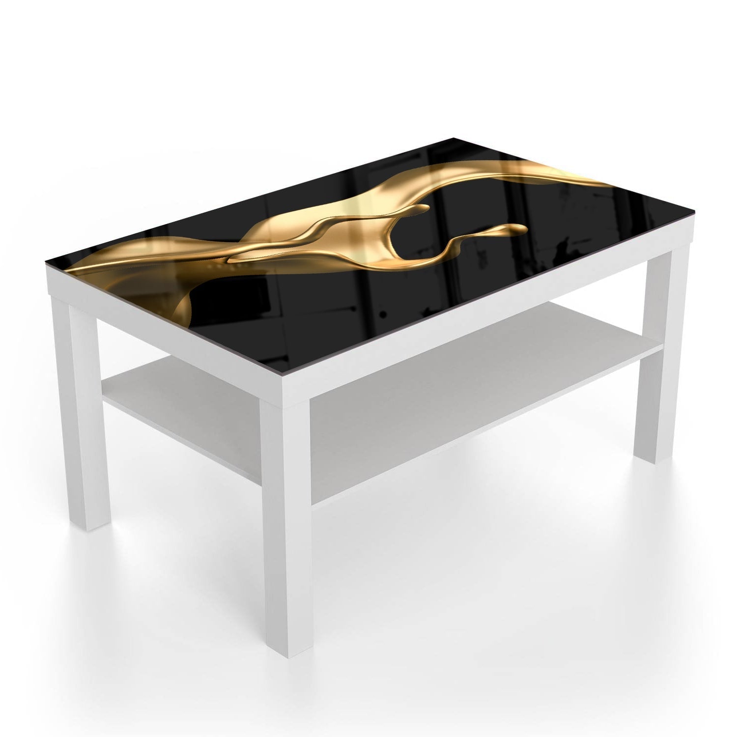 Salontafel 90x55 - Gehard Glas - Elegante Gouden Vloeistof