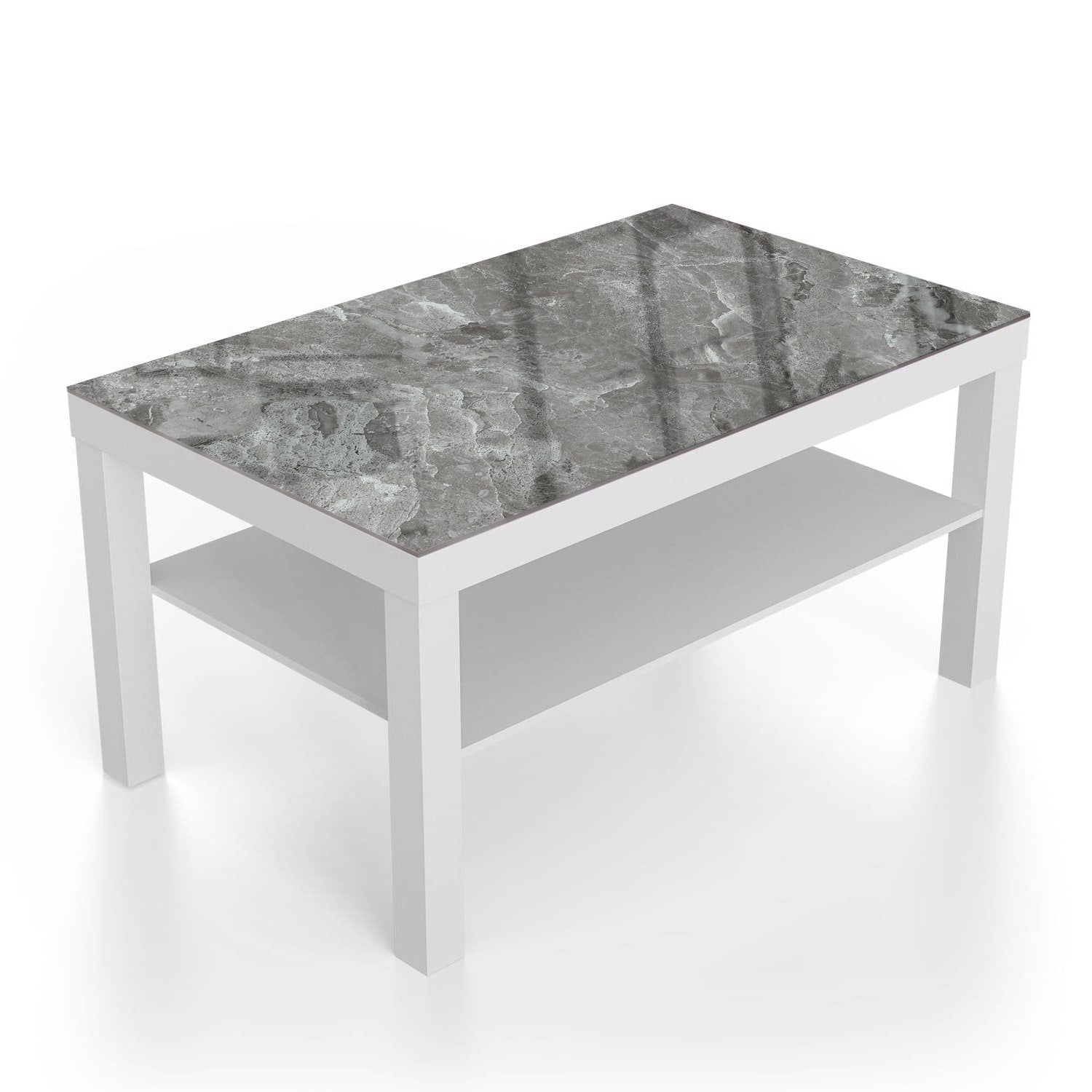 Salontafel 90x55 - Gehard Glas - Zilvergrijs Marmer