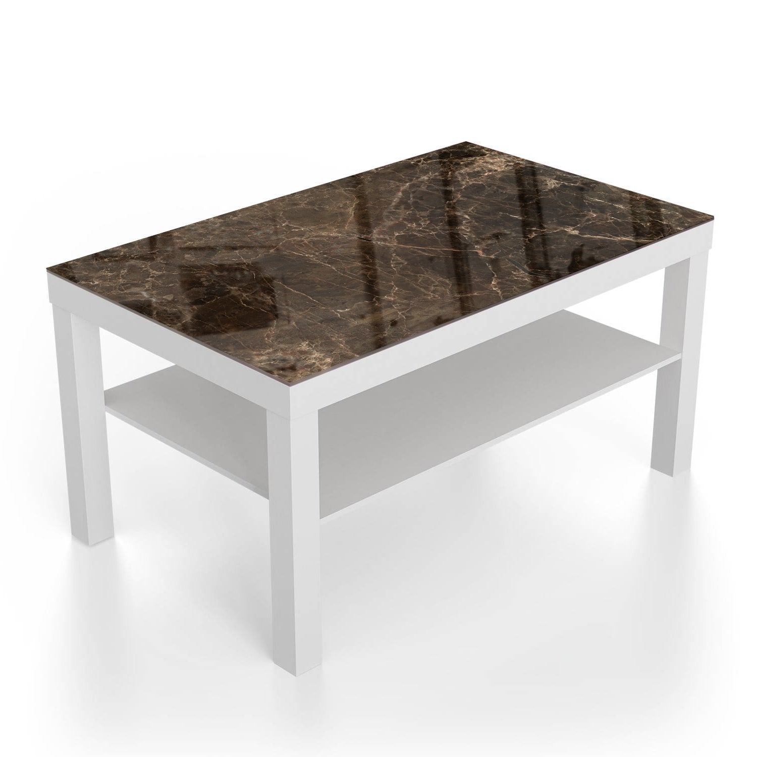 Salontafel 90x55 - Gehard Glas - Bruin Marmer