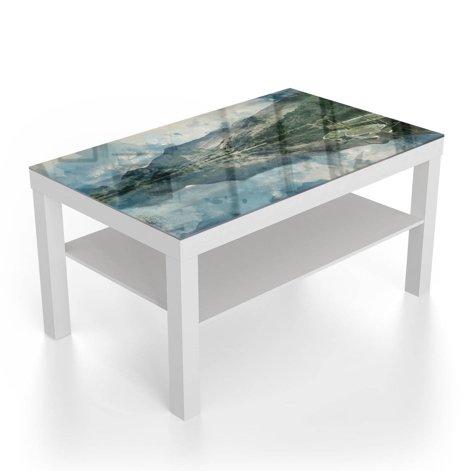 Salontafel 90x55 - Gehard Glas - Waterverf Schilderij Bergmeer