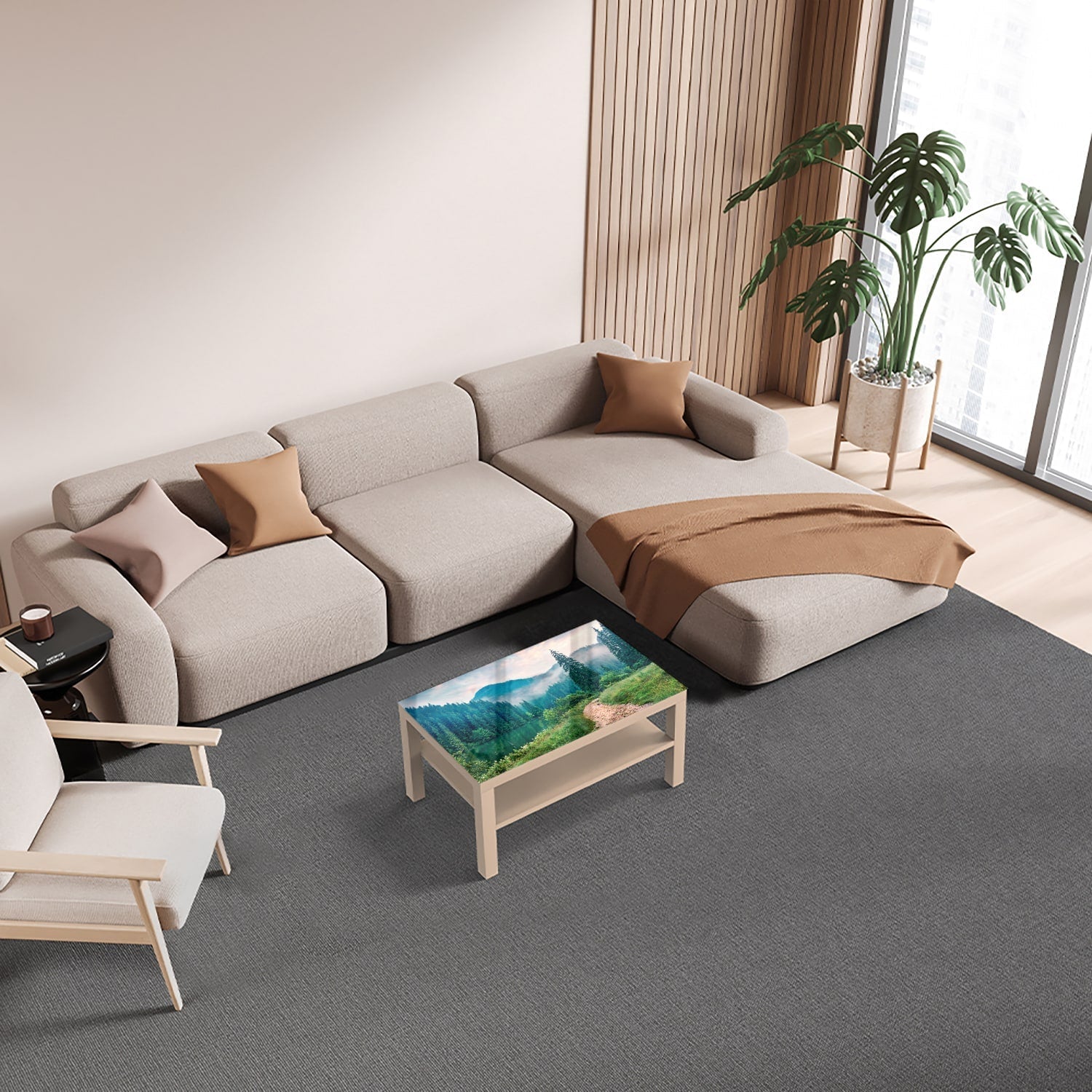 Salontafel 90x55 - Gehard Glas - Mistig Lacu Rosu Meer