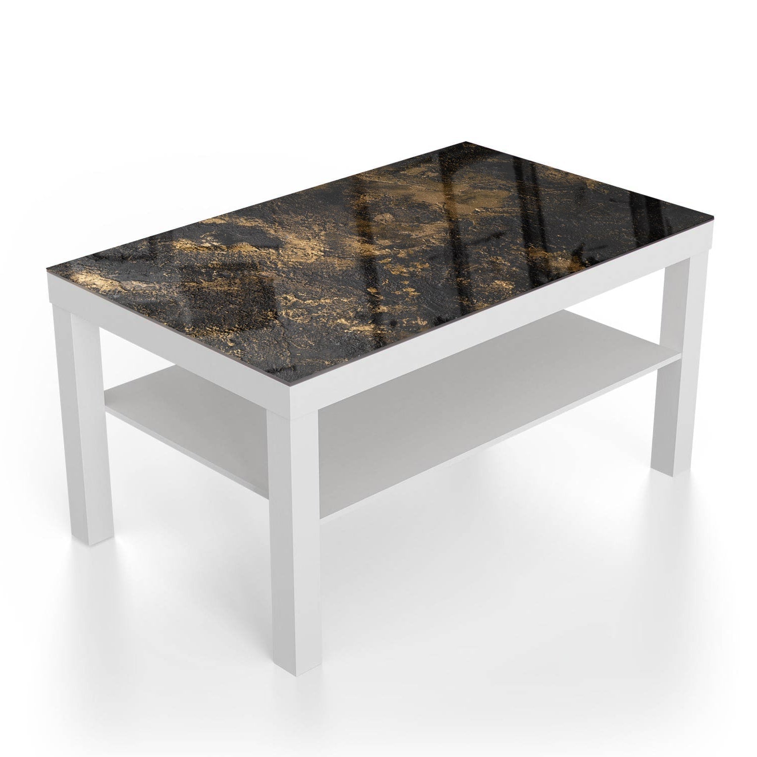 Salontafel 90x55 - Gehard Glas - Black-Gold Textuur