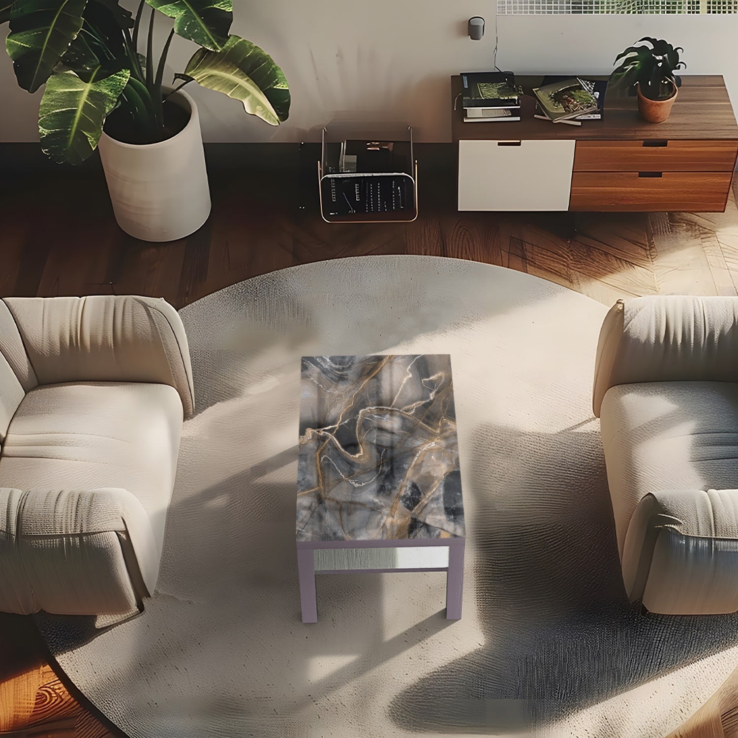 Salontafel 90x55 - Gehard Glas - Antiek Marmer