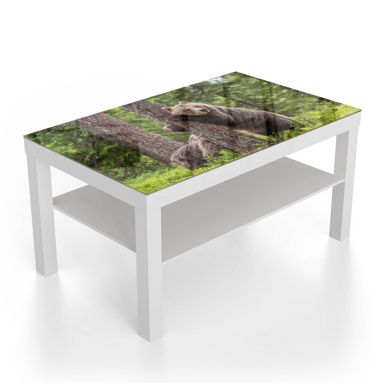 Salontafel 90x55 - Gehard Glas - Bruine Beren in het Bos