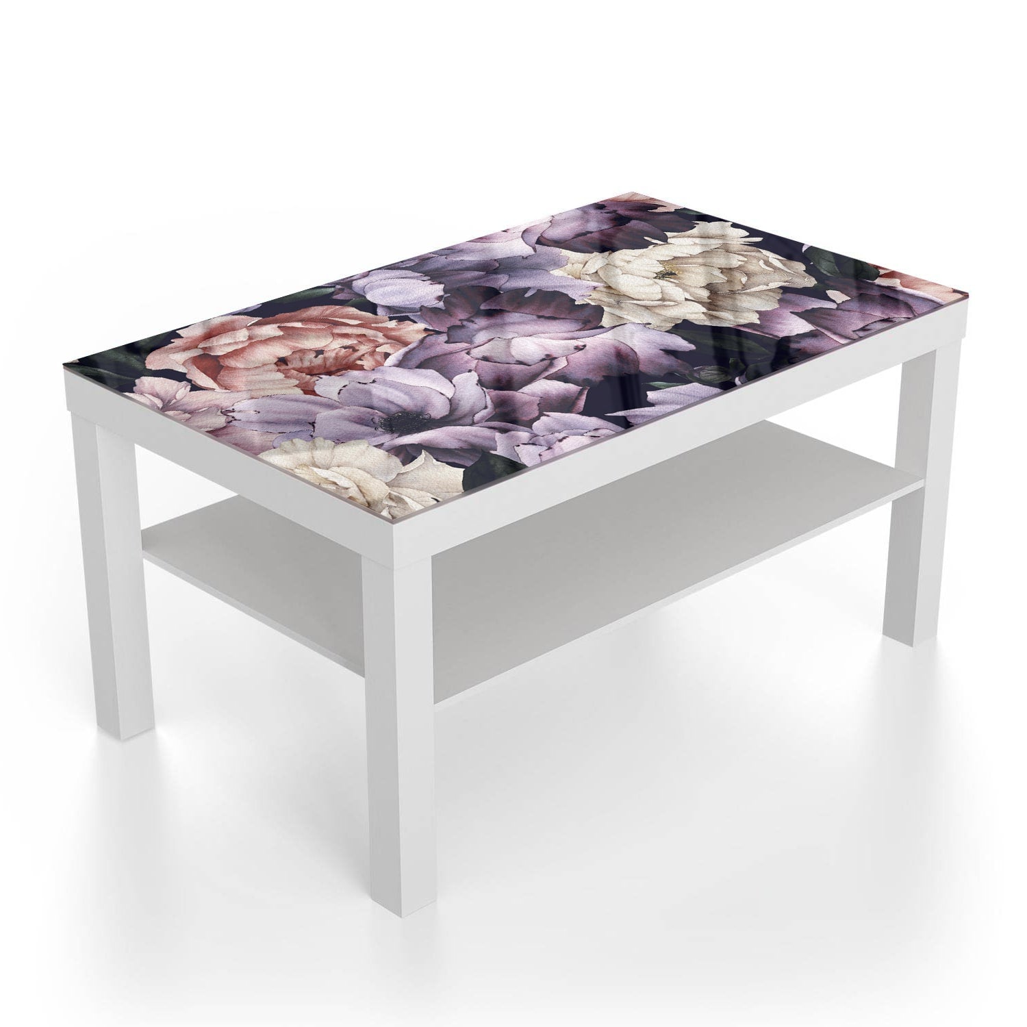 Salontafel 90x55 - Gehard Glas - Bloemen Patroon van Waterverf