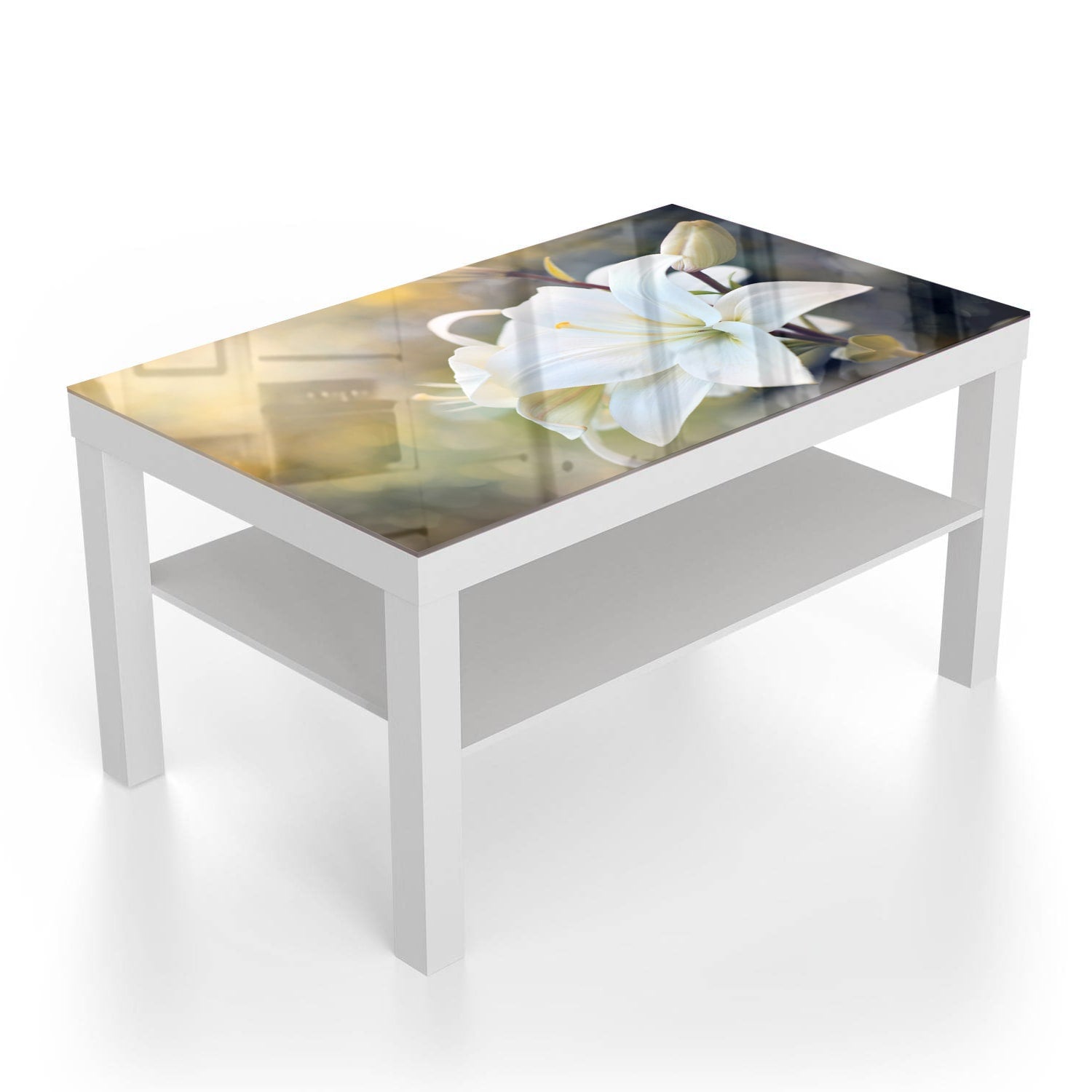 Salontafel 90x55 - Gehard Glas - Witte Lelie Bloem