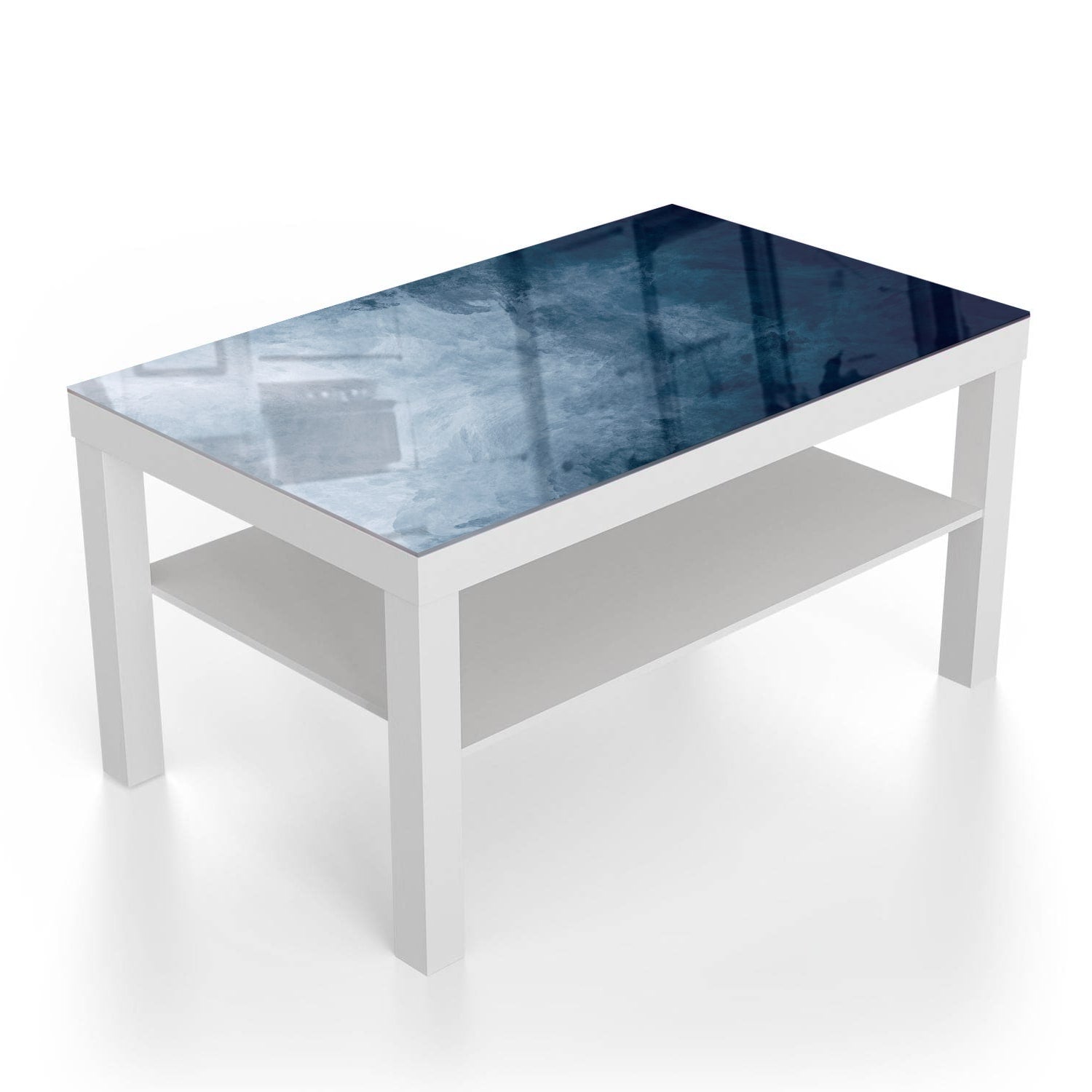 Salontafel 90x55 - Gehard Glas - Blauwe Waterverf Textuur