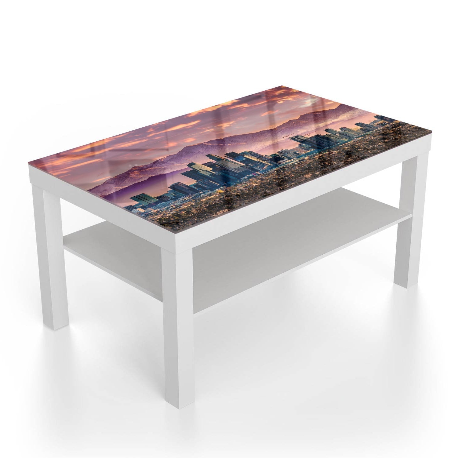 Salontafel 90x55 - Gehard Glas - Los Angeles Skyline bij Zonsondergang