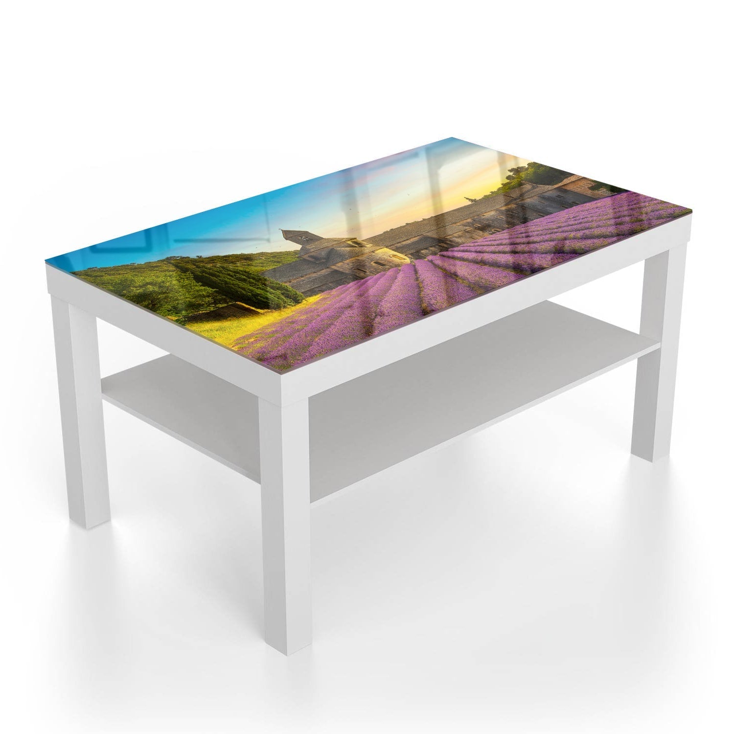 Salontafel 90x55 - Gehard Glas - Abdij van Sénanque met Lavendelvelden