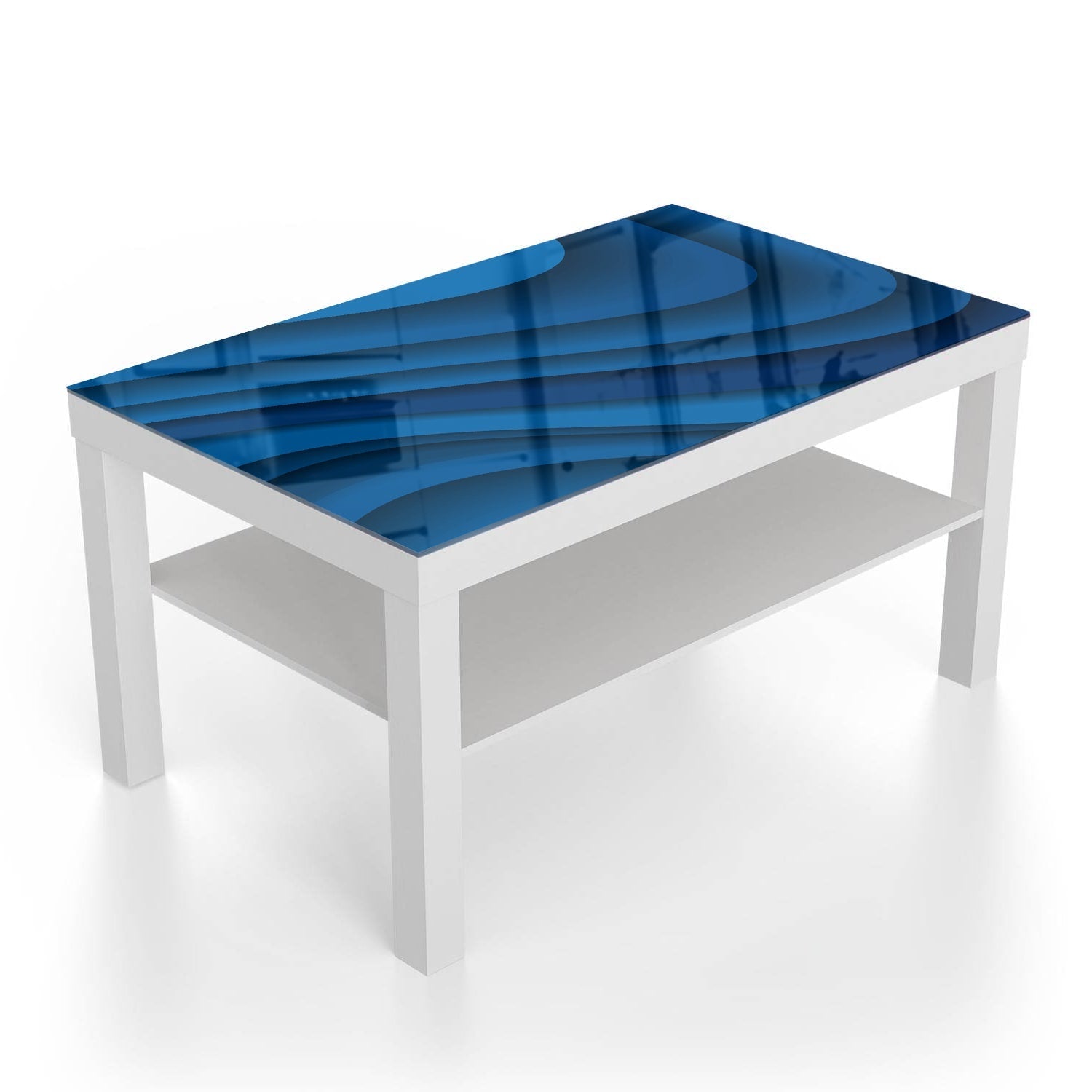 Salontafel 90x55 - Gehard Glas - Donkerblauwe Papier Golven