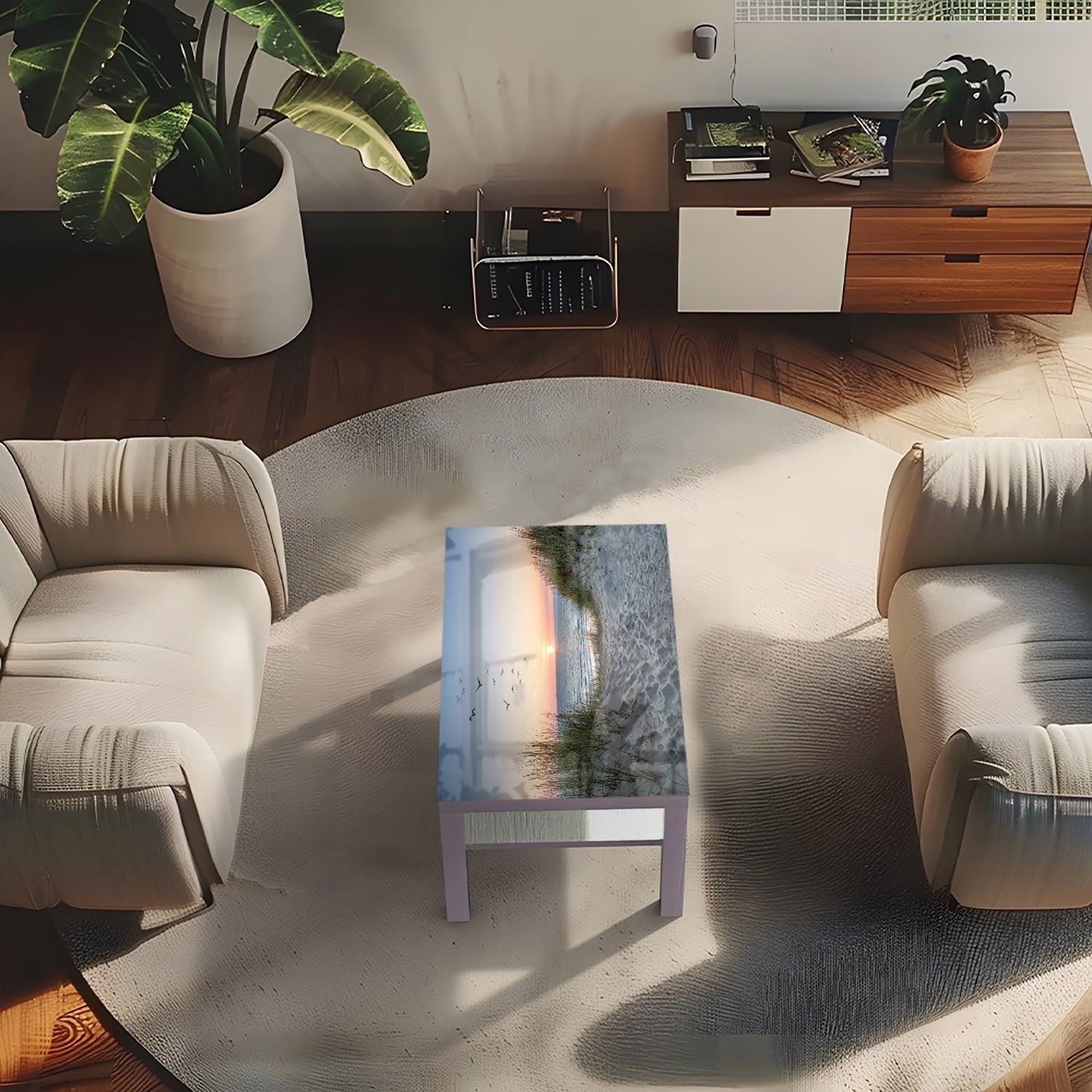 Salontafel 90x55 - Gehard Glas - Duinen bij Zonsondergang