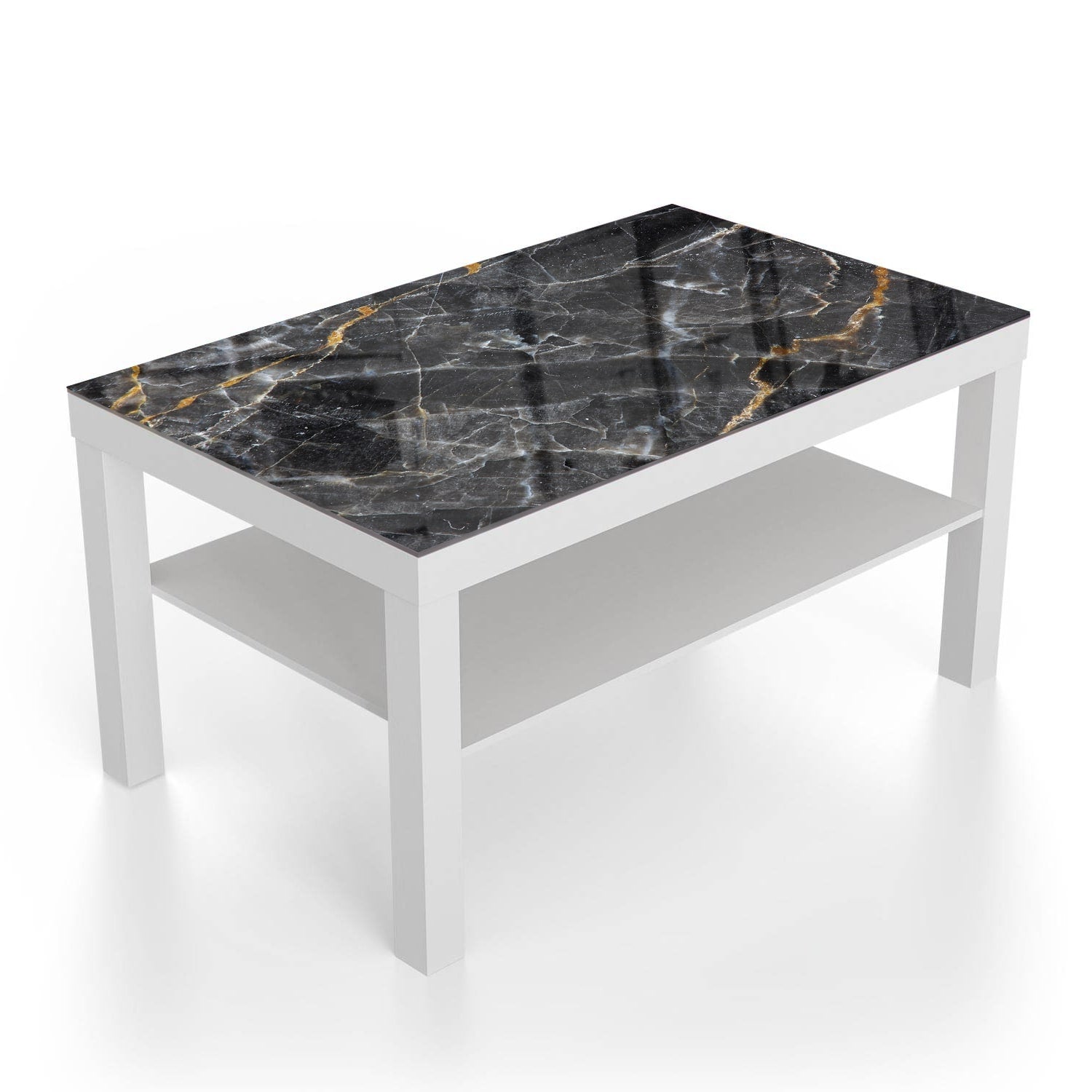 Salontafel 90x55 - Gehard Glas - Gouden Aders Marmer