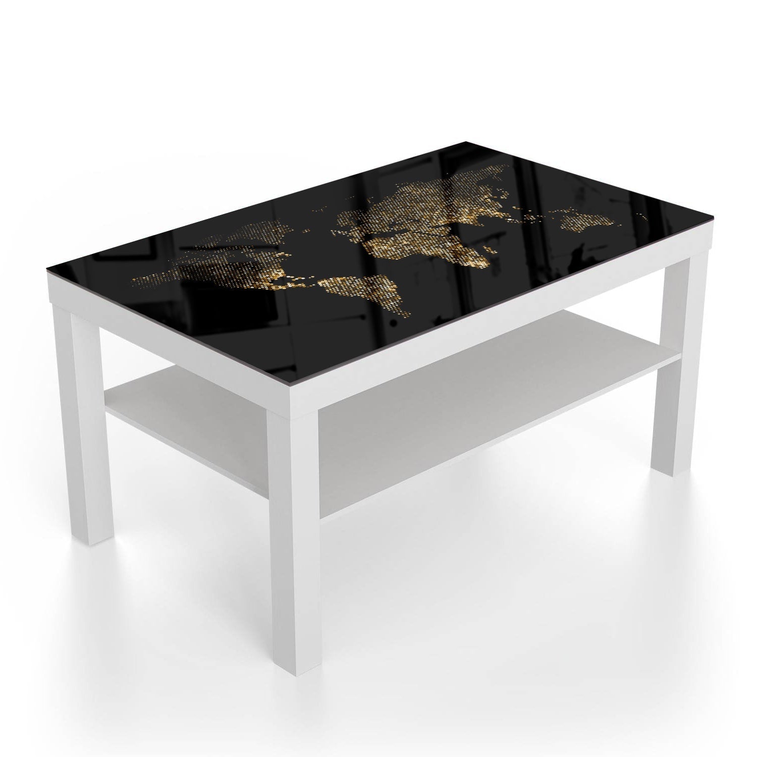 Salontafel 90x55 - Gehard Glas - Gouden Wereldkaart