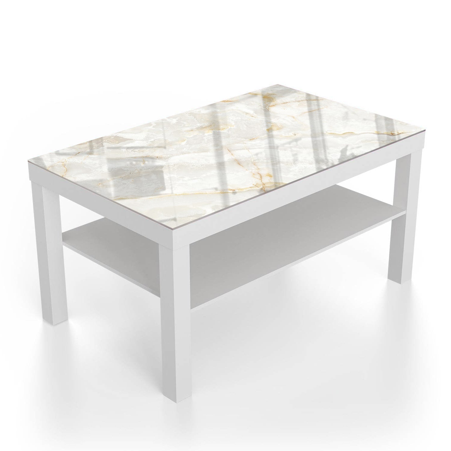 Salontafel 90x55 - Gehard Glas - Wit Goud Marmer