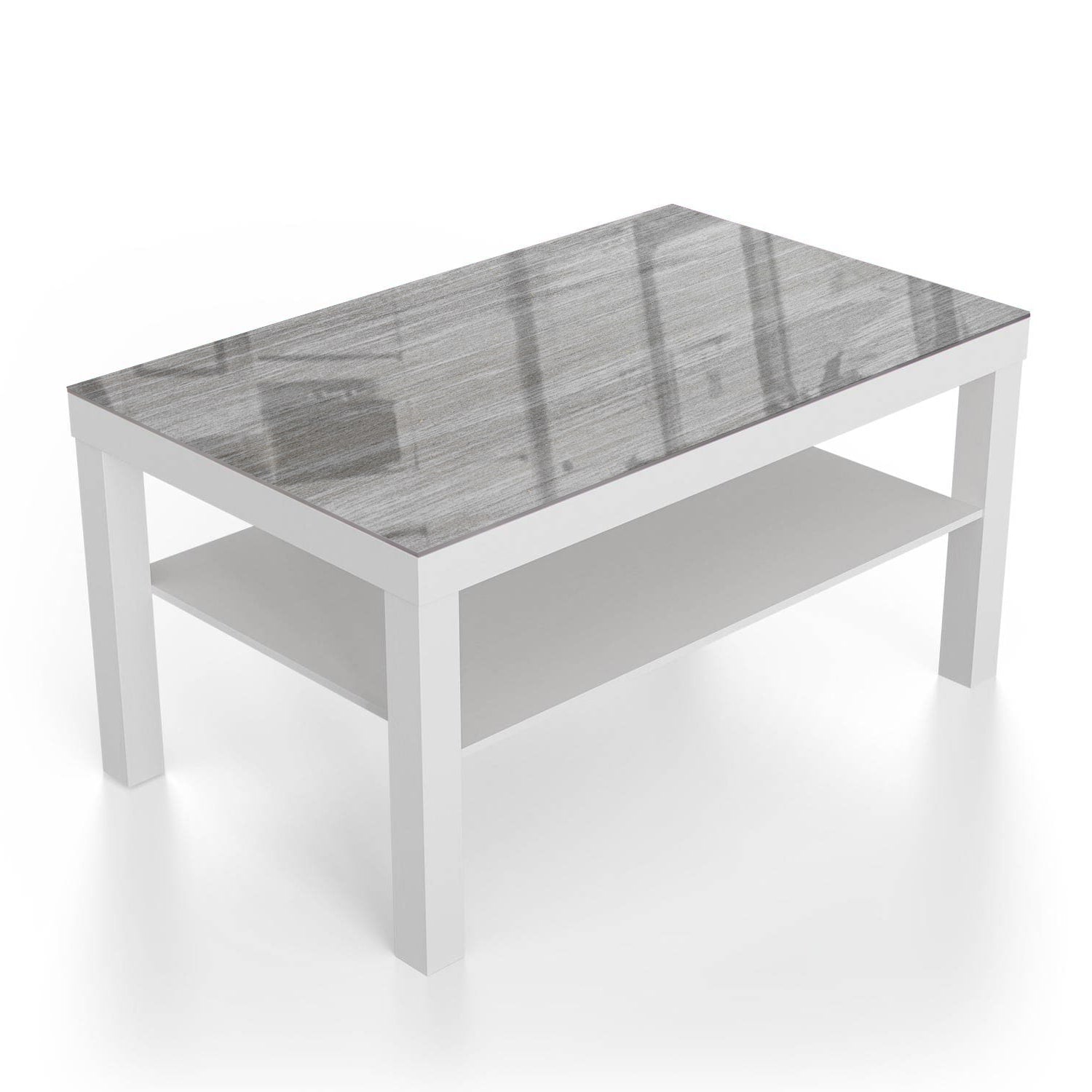 Salontafel 90x55 - Gehard Glas - Grijs Hout Close-Up