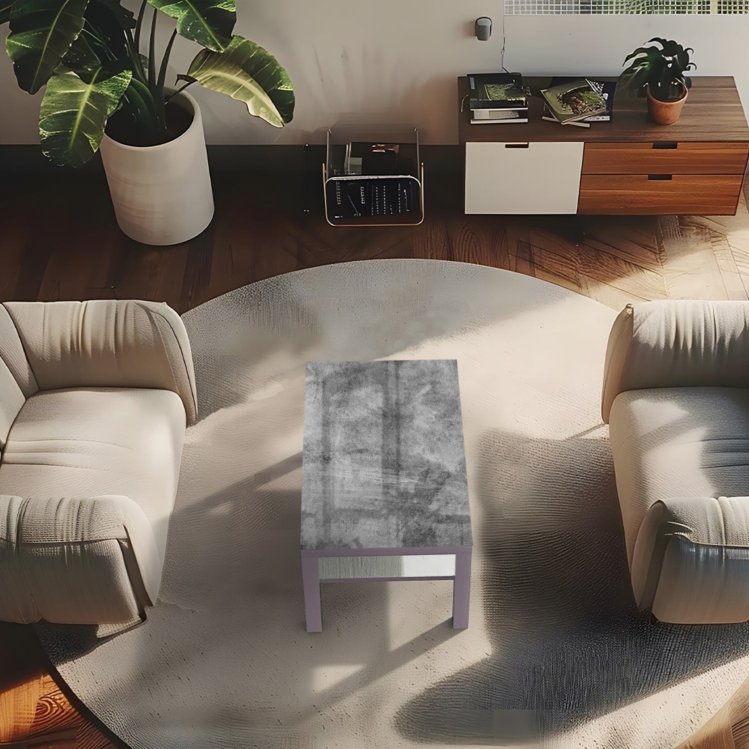 Salontafel 90x55 - Gehard Glas - Grijze Muur