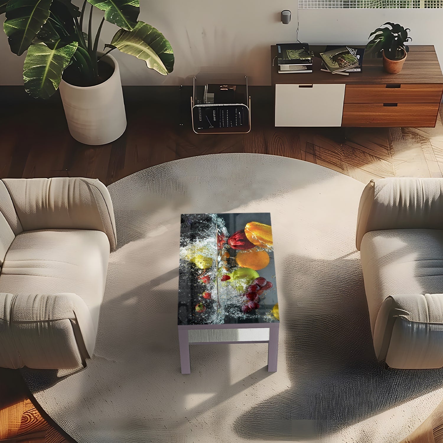 Salontafel 90x55 - Gehard Glas - Fruit Splash
